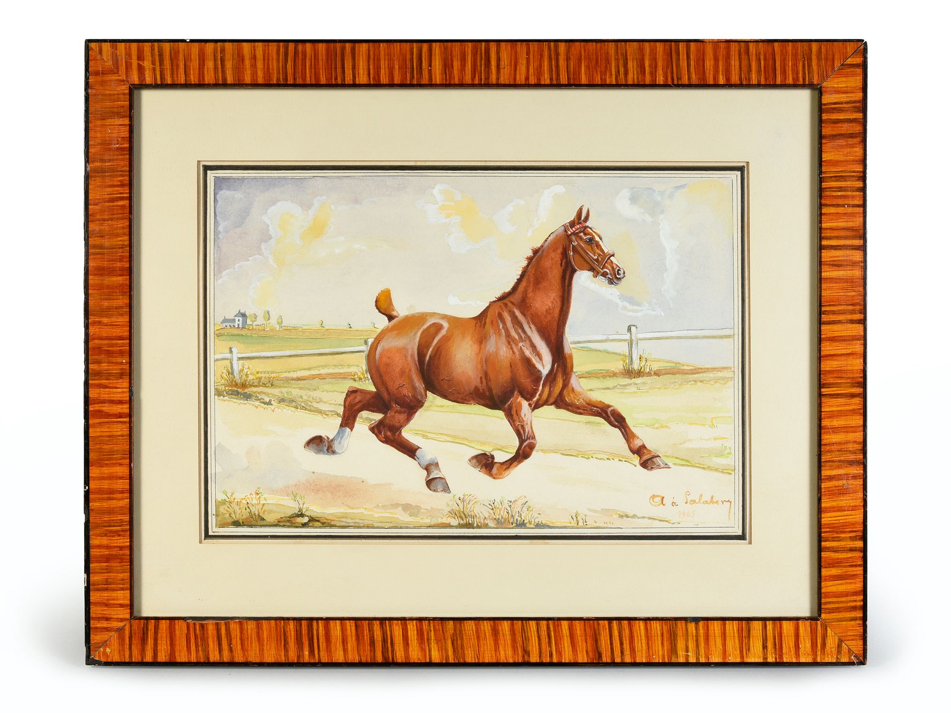 Antoine de SALABERRY ( 1880 - 1915) Cheval au trot.
Aquarelle, signée en bas à d&hellip;