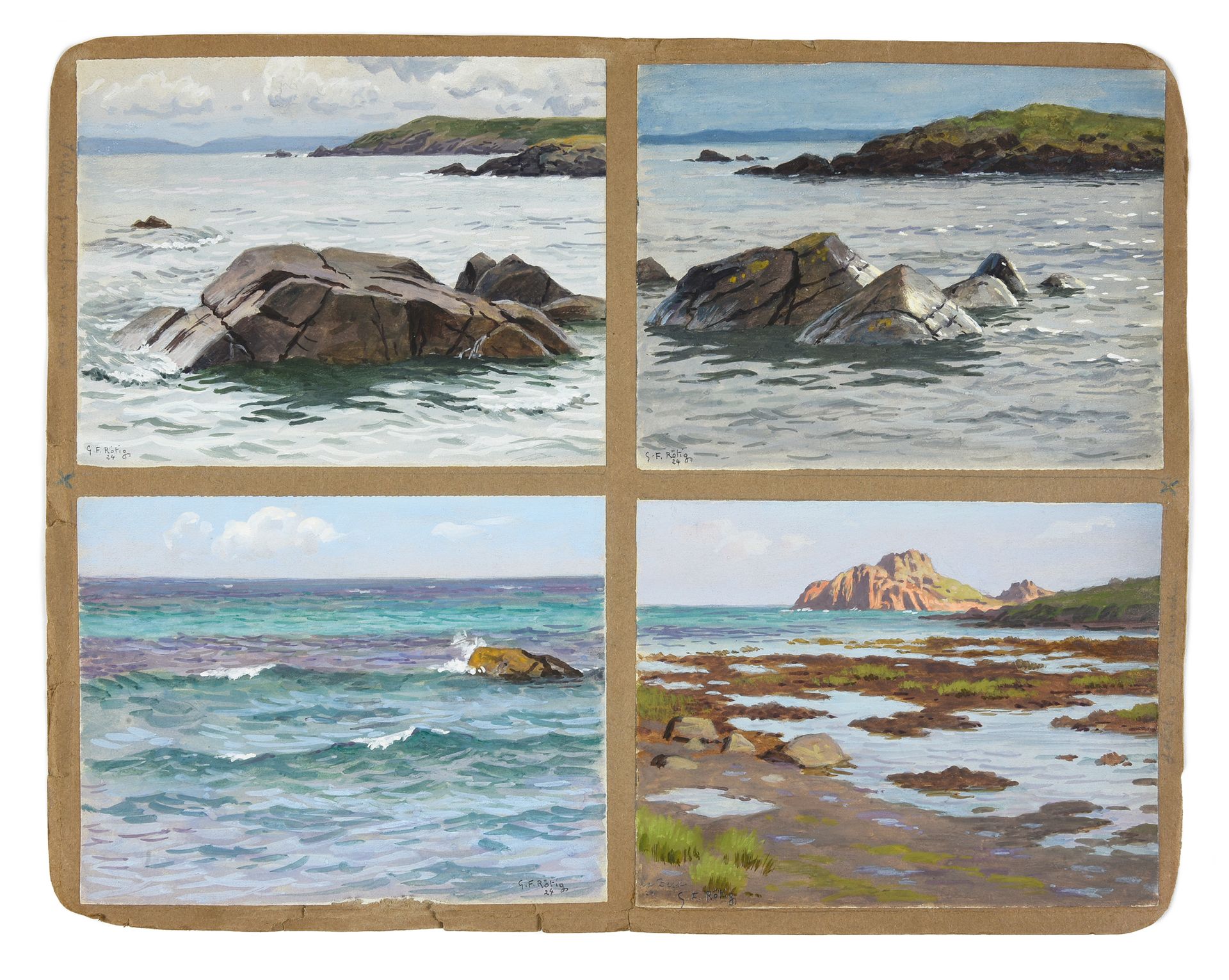 Georges Frédéric ROTIG (1873 - 1961) Quatre vues de rochers à Bréhat.
Aquarelles&hellip;