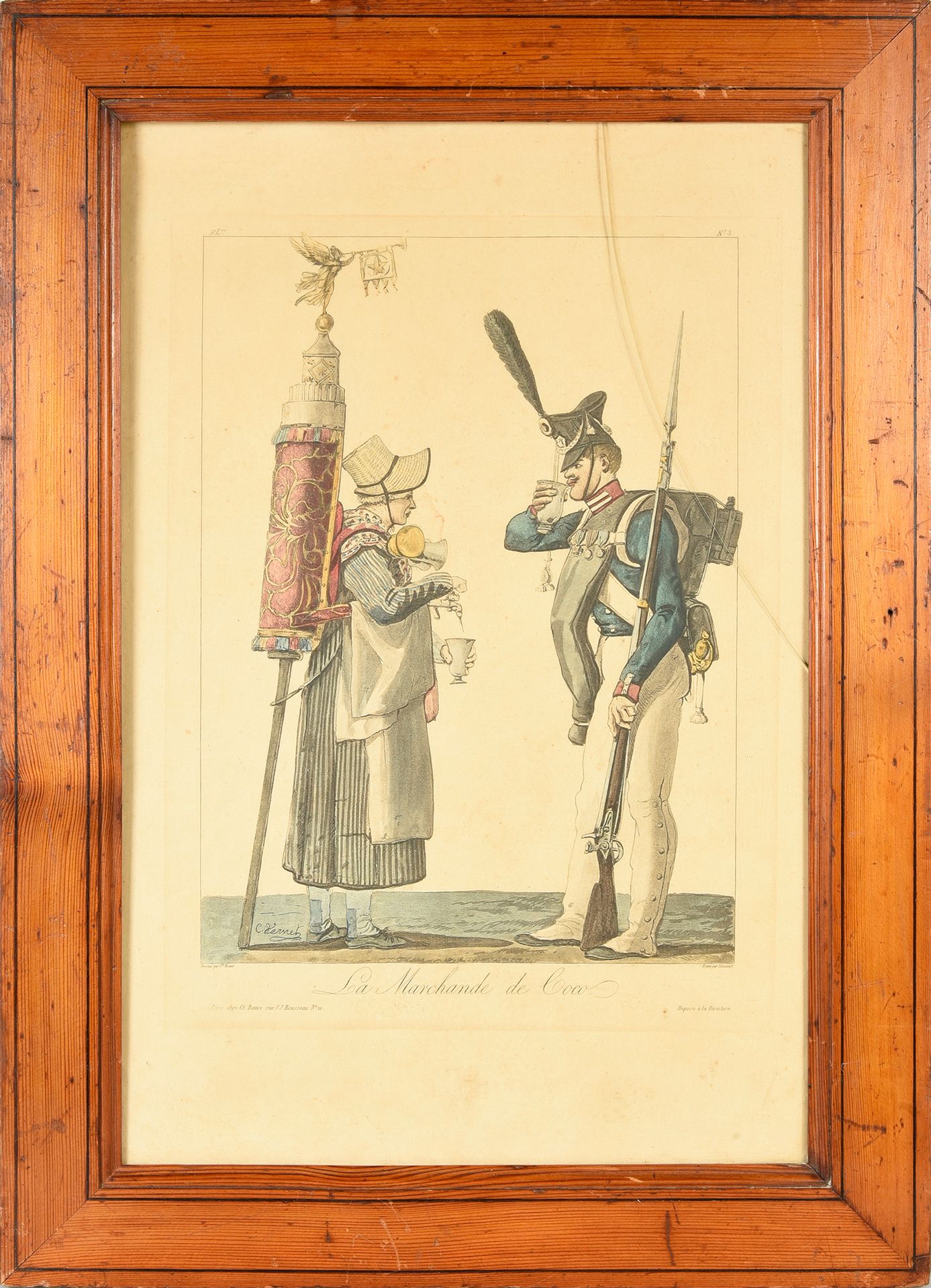 Carl VERNET (1758-1836) La marchande de Coco
彩色石版画，边缘有标题 31.5 x 23 cm