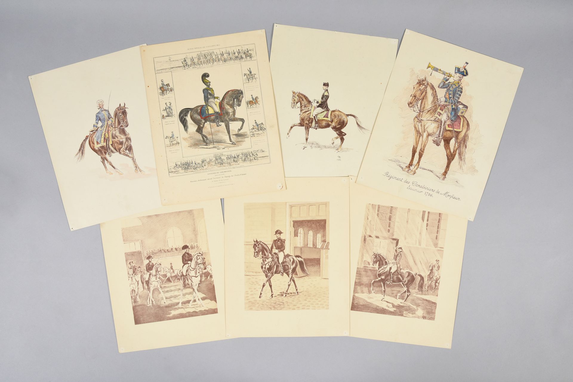 Null Set of 7 engravings on the theme of horseback riding. Not framed
30 x 23 cm&hellip;