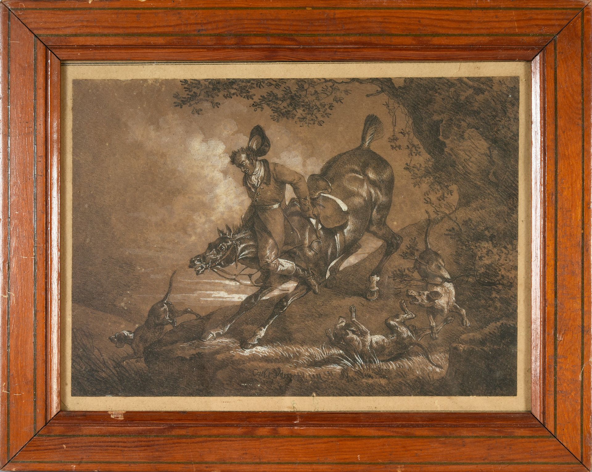 Carl VERNET (1758-1836) 秋天
石版画，双色纸，白色高光
18 x 24.5 cm