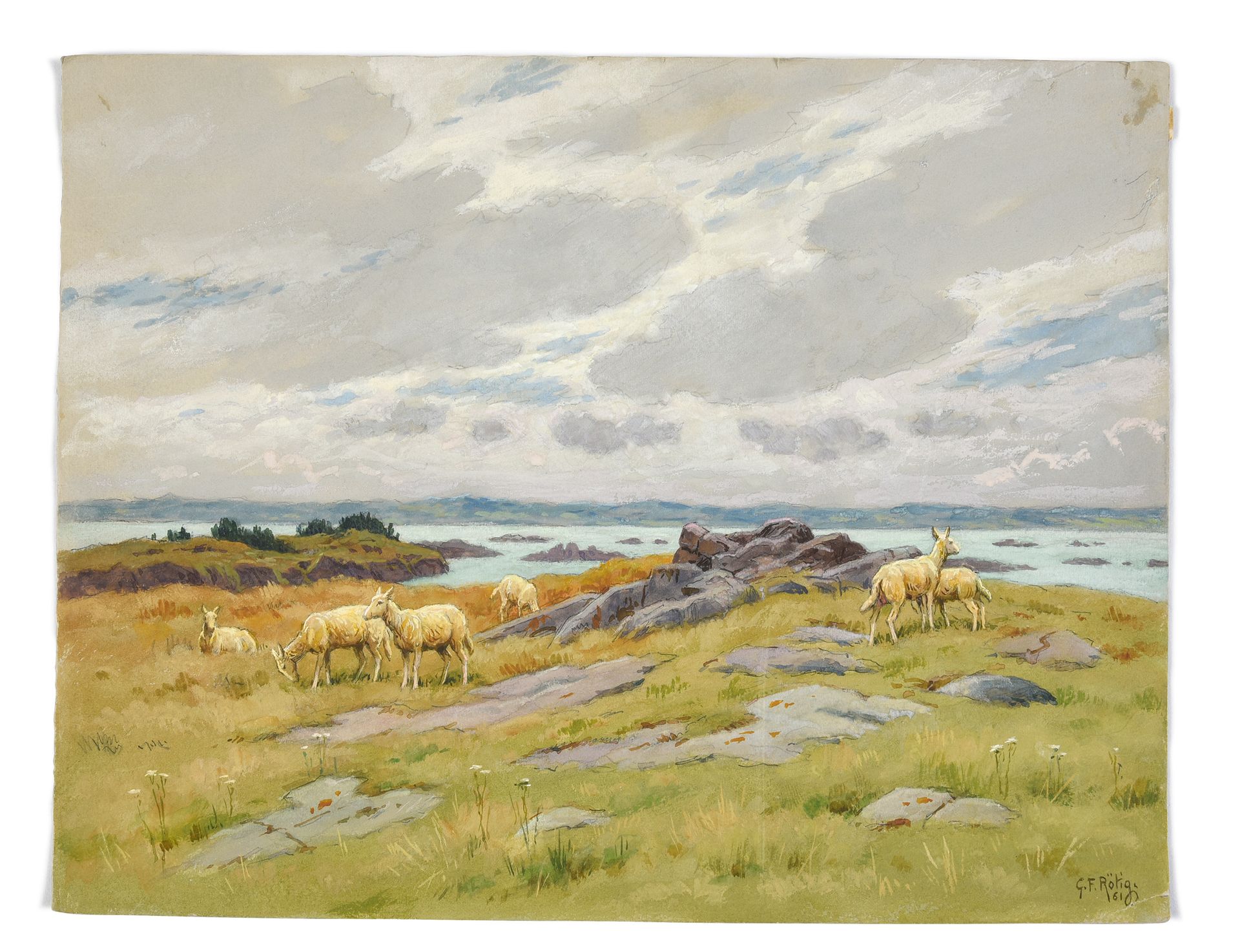 Georges Frédéric ROTIG (1873 - 1961) Moutons sur la côte de Bréhat.
Aquarelle, s&hellip;