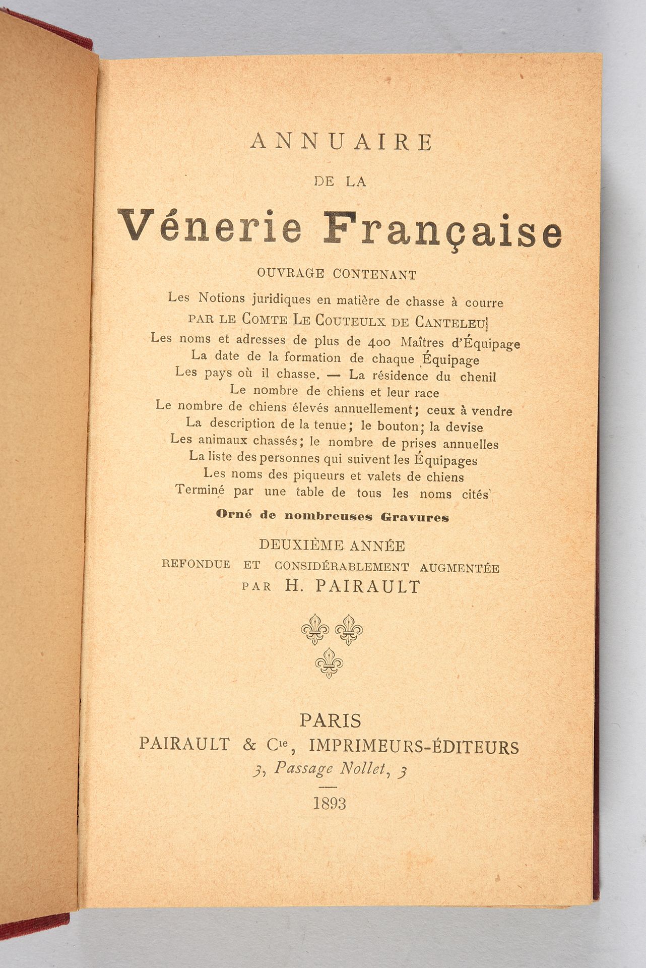 Null Annuaire de la vénerie française: Année 1893 (Jahrbuch der französischen Ja&hellip;
