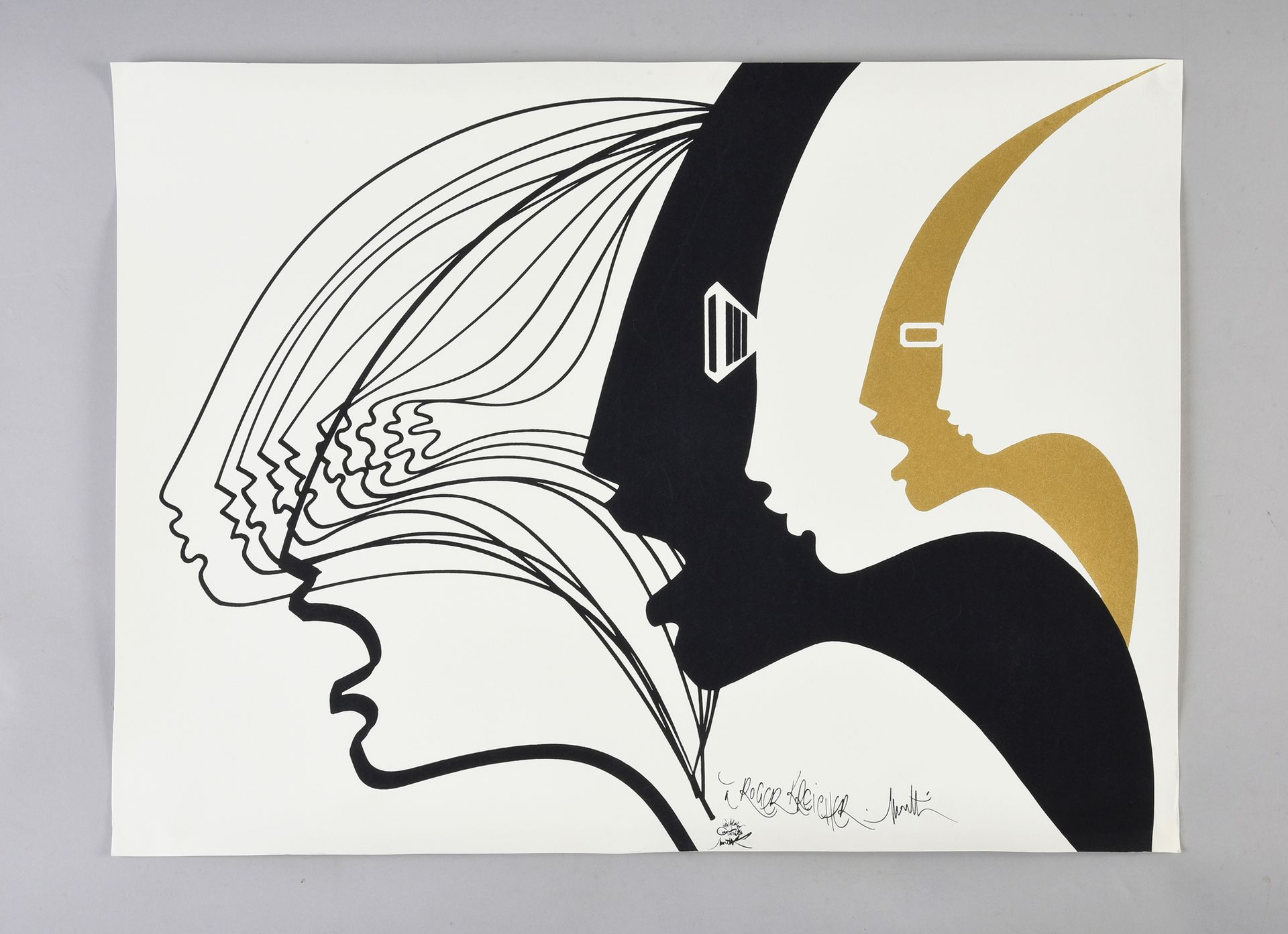 Null RTL: 1 original lithograph by Raymond Moretti and dedicated to Roger Kreich&hellip;