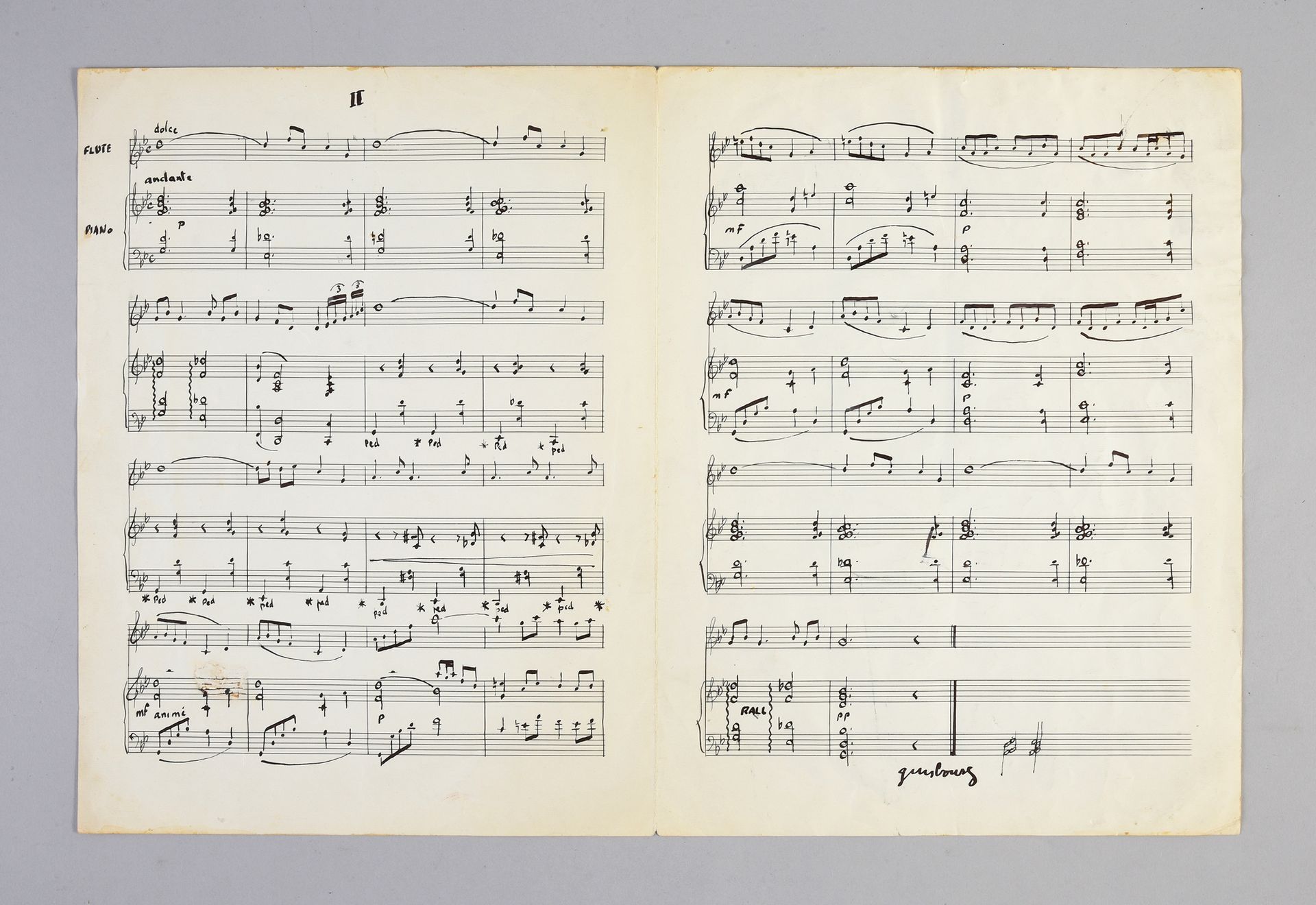 Null 
SERGE GAINSBOURG : 1 original manuscript of a musical score on 2 pages and&hellip;