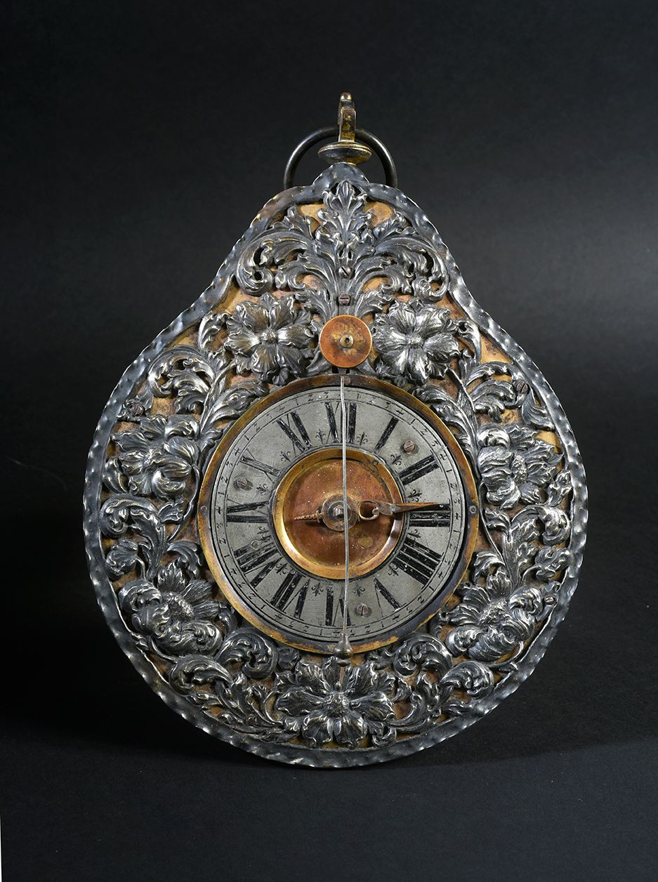Null Reloj de pared con placa de plata con fondo de bronce dorado y decoración d&hellip;
