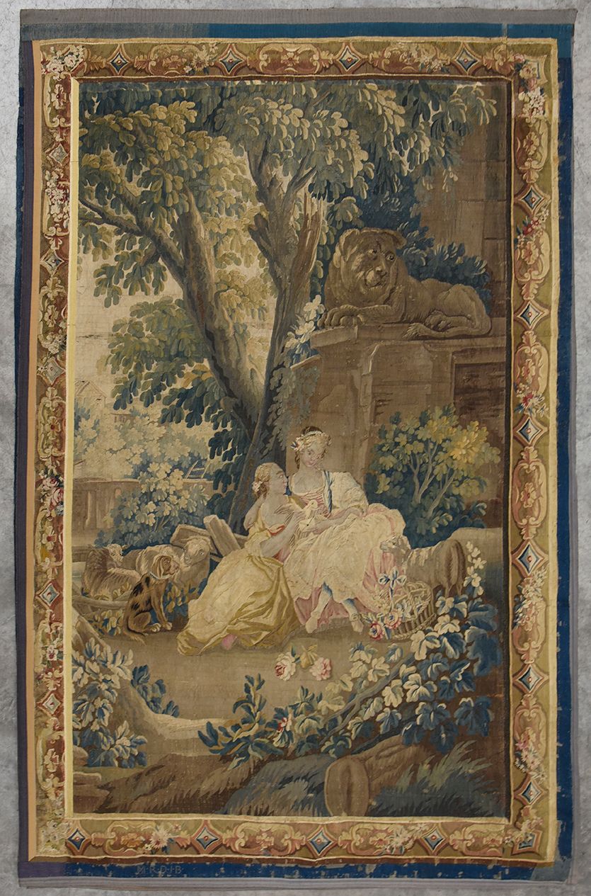 Aubusson Milieu du XVIIIe siècle 一对羊毛和丝绸挂毯
Scène galante（尺寸修改）
264 x 157 cm