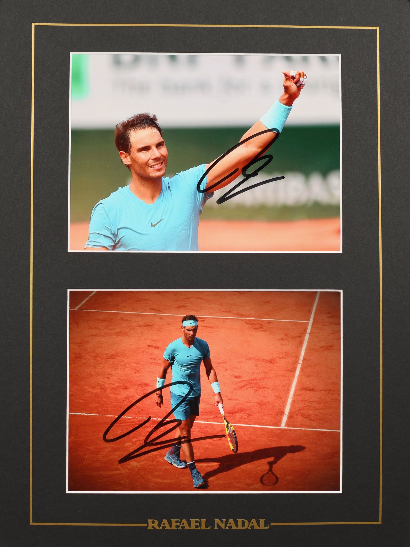 Null Rafael Nadal. Conjunto de 2 fotos autografiadas por el campeón con 22 victo&hellip;
