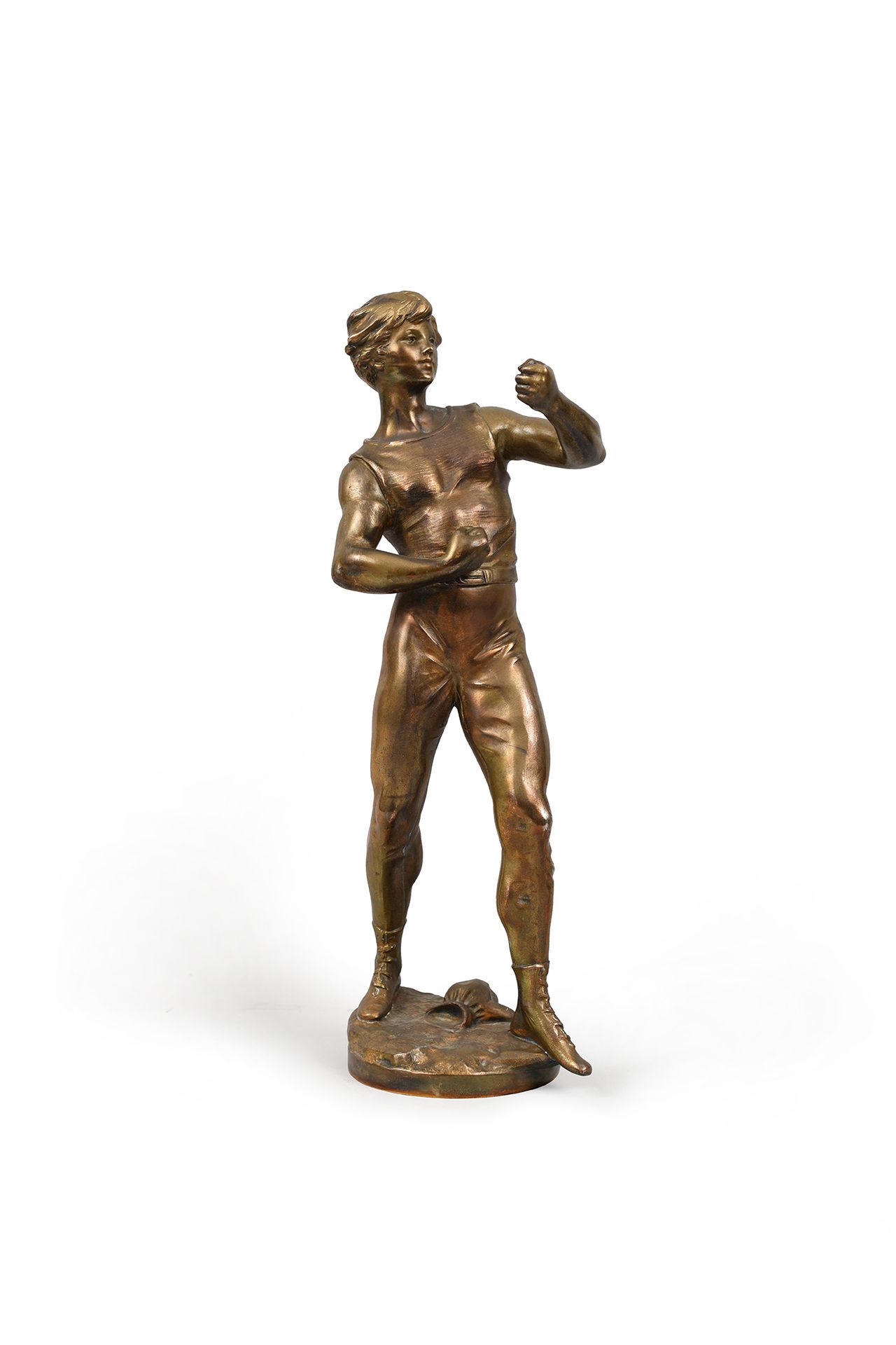Null 雷古拉雕塑《年轻的拳击手》。约1900年。底座上有路易斯-莫罗（1855-1919）的签名。
高43厘米。