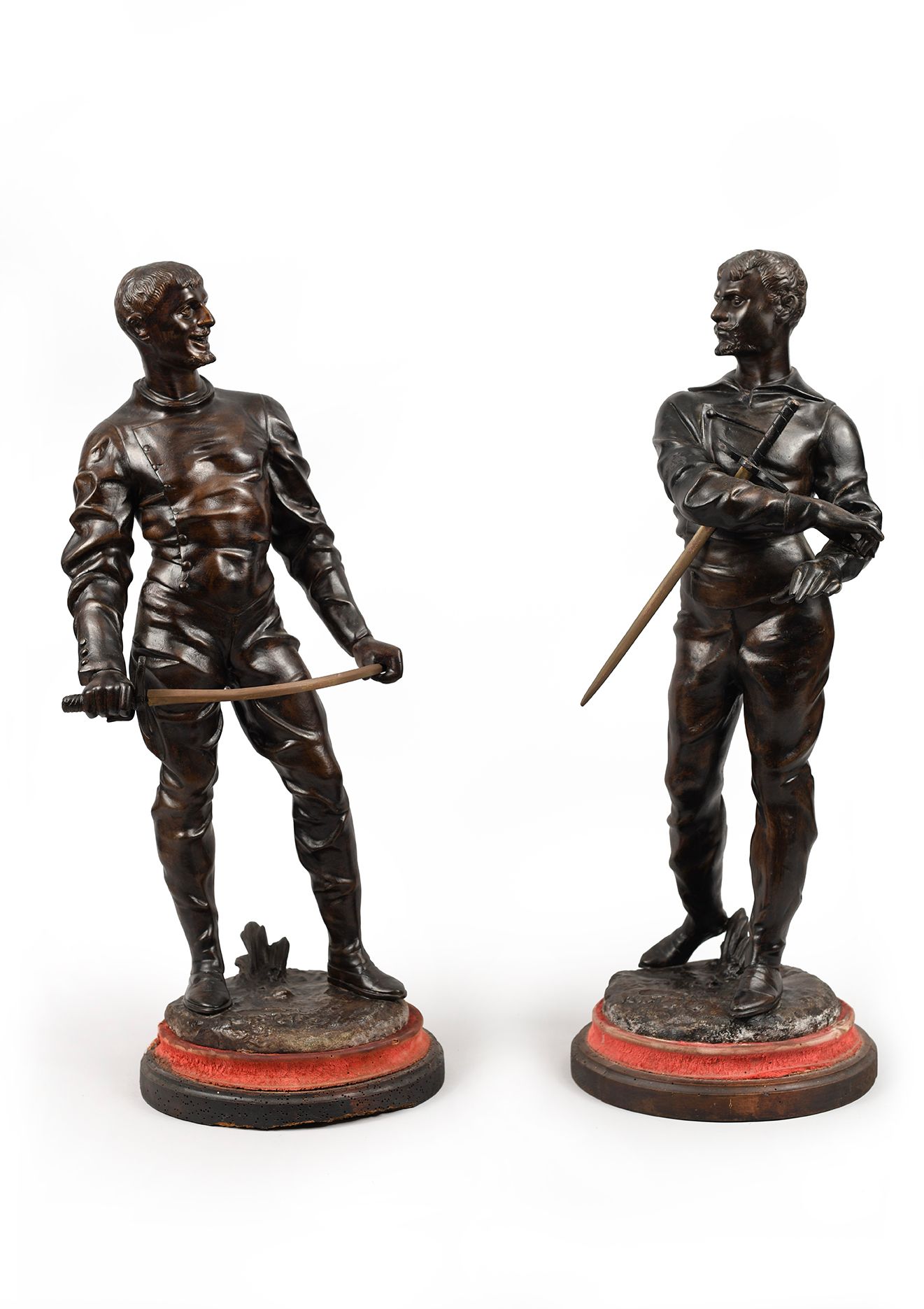 Null Paar Skulpturen aus Regula Die Florettkämpfer.
Ende des 19. Jahrhunderts au&hellip;