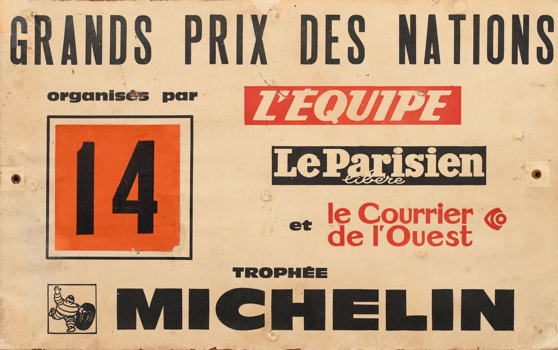 Null Official plate of vehicle for the Grand Prix des Nations 1974 won by the Du&hellip;