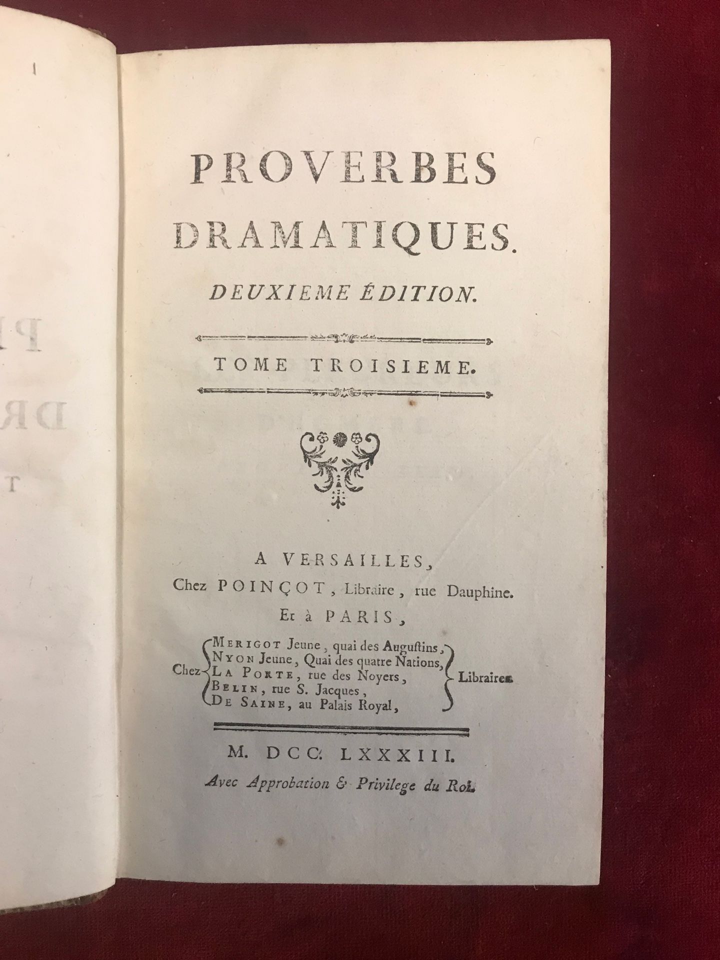 Null 18世纪｜卡蒙泰尔 - 戏剧性的谚语

凡尔赛，波因索特，1783年。

6卷，8开本，全小牛皮。