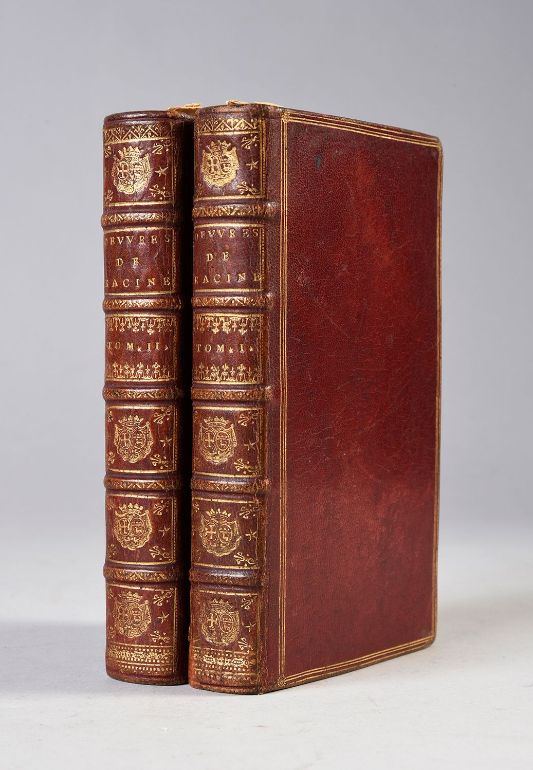 RACINE, Jean Œuvres [...]
P., Denys Thierry 1702.
2 Bände in-12, rotes Ganzmaroq&hellip;