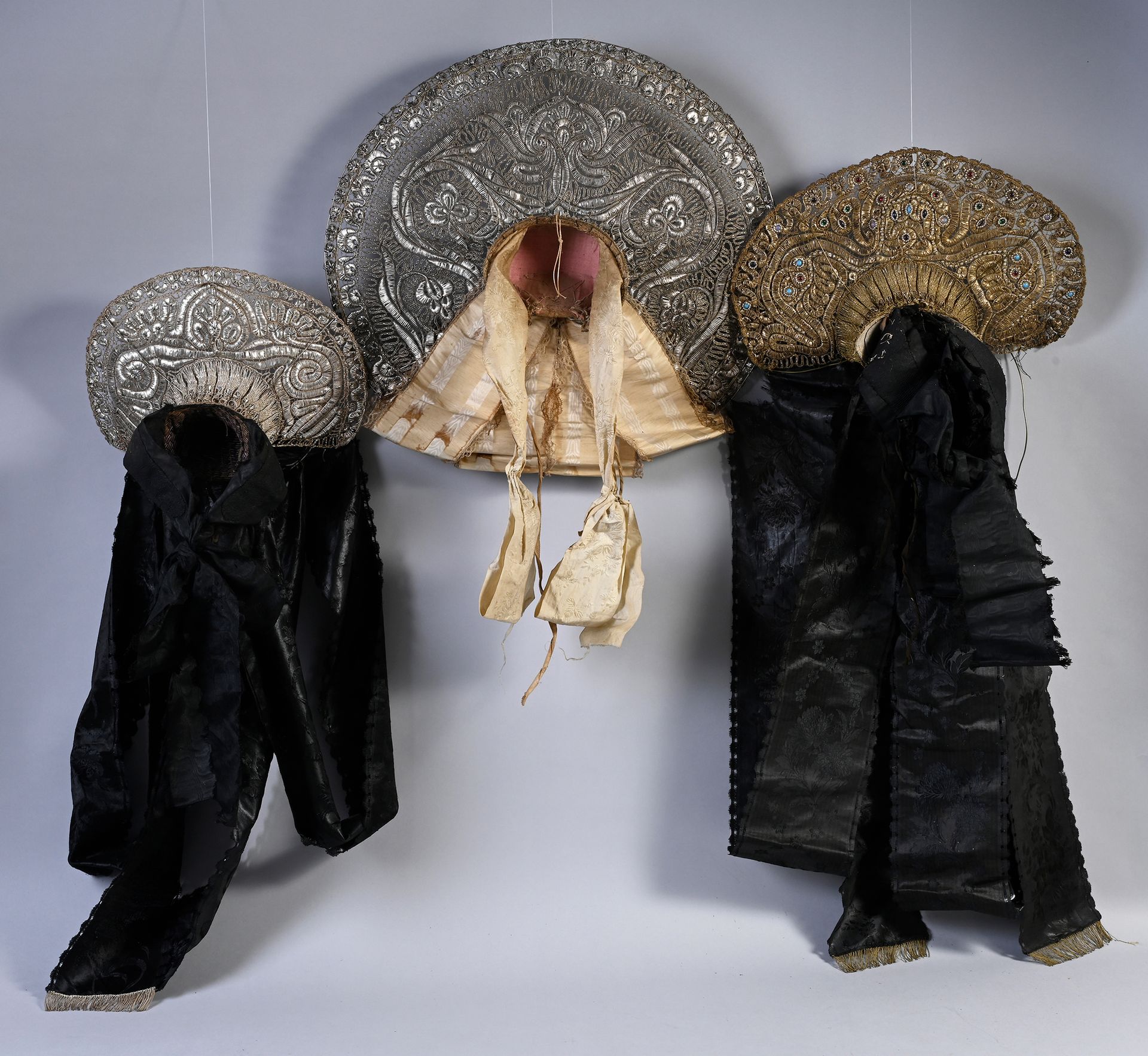 Null Set of three traditional headdresses, Germany or Switzerland, second half o&hellip;