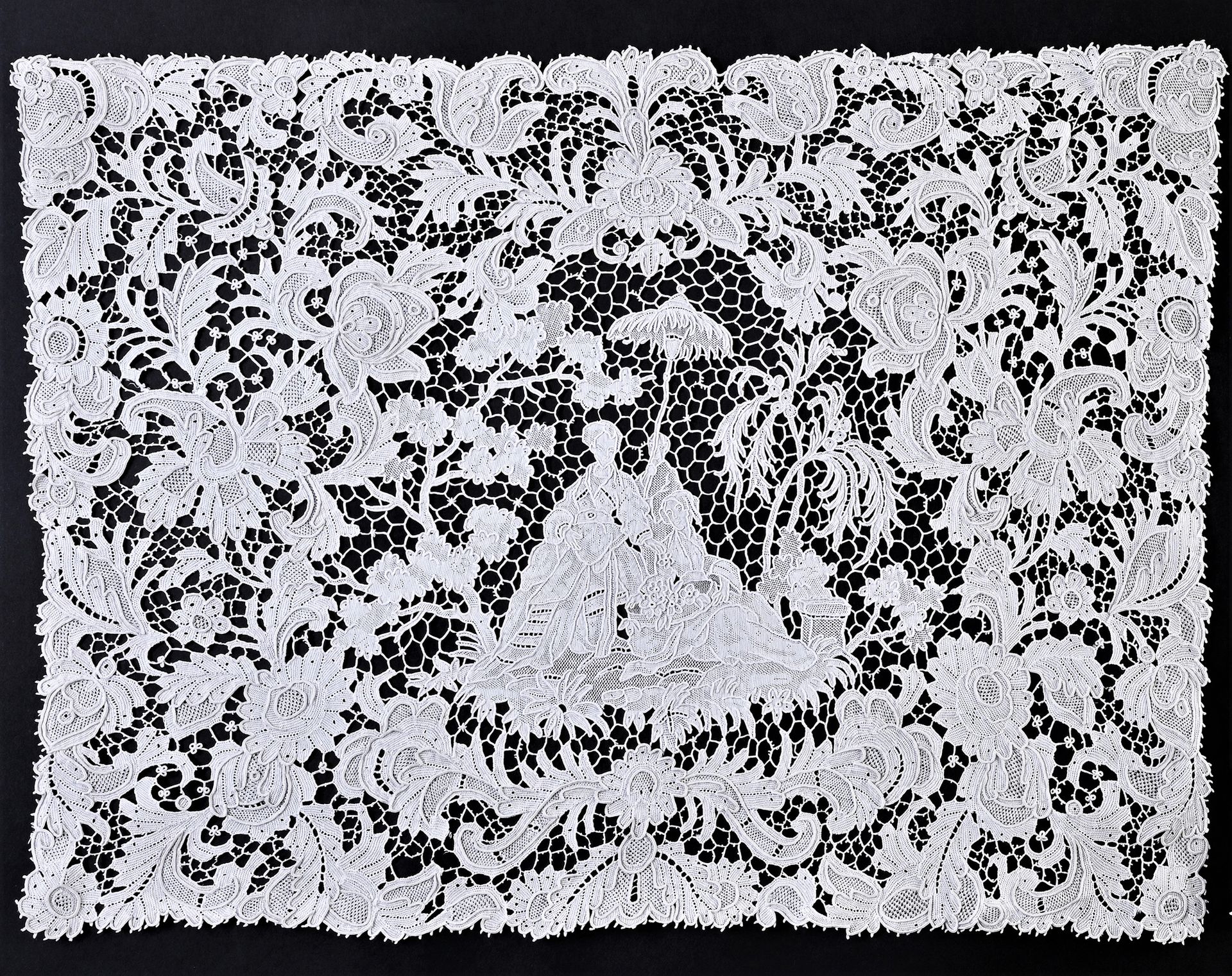 Null Rectangular doily with gallant scene, needlepoint, early 20th century.
The &hellip;