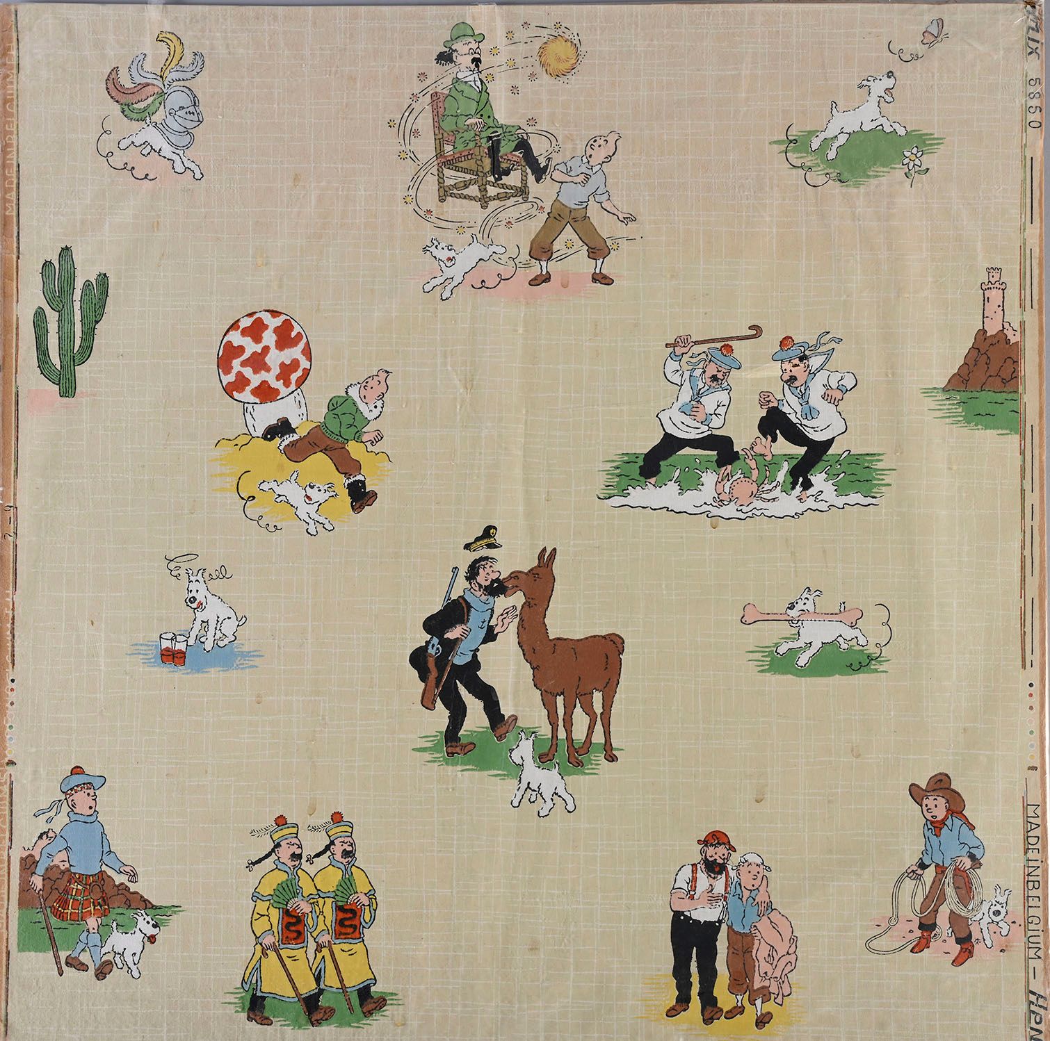 HERGE TAPESTRIES OF THE ADVENTURES OF TINTIN (About 1940).
Rare overprinted colo&hellip;