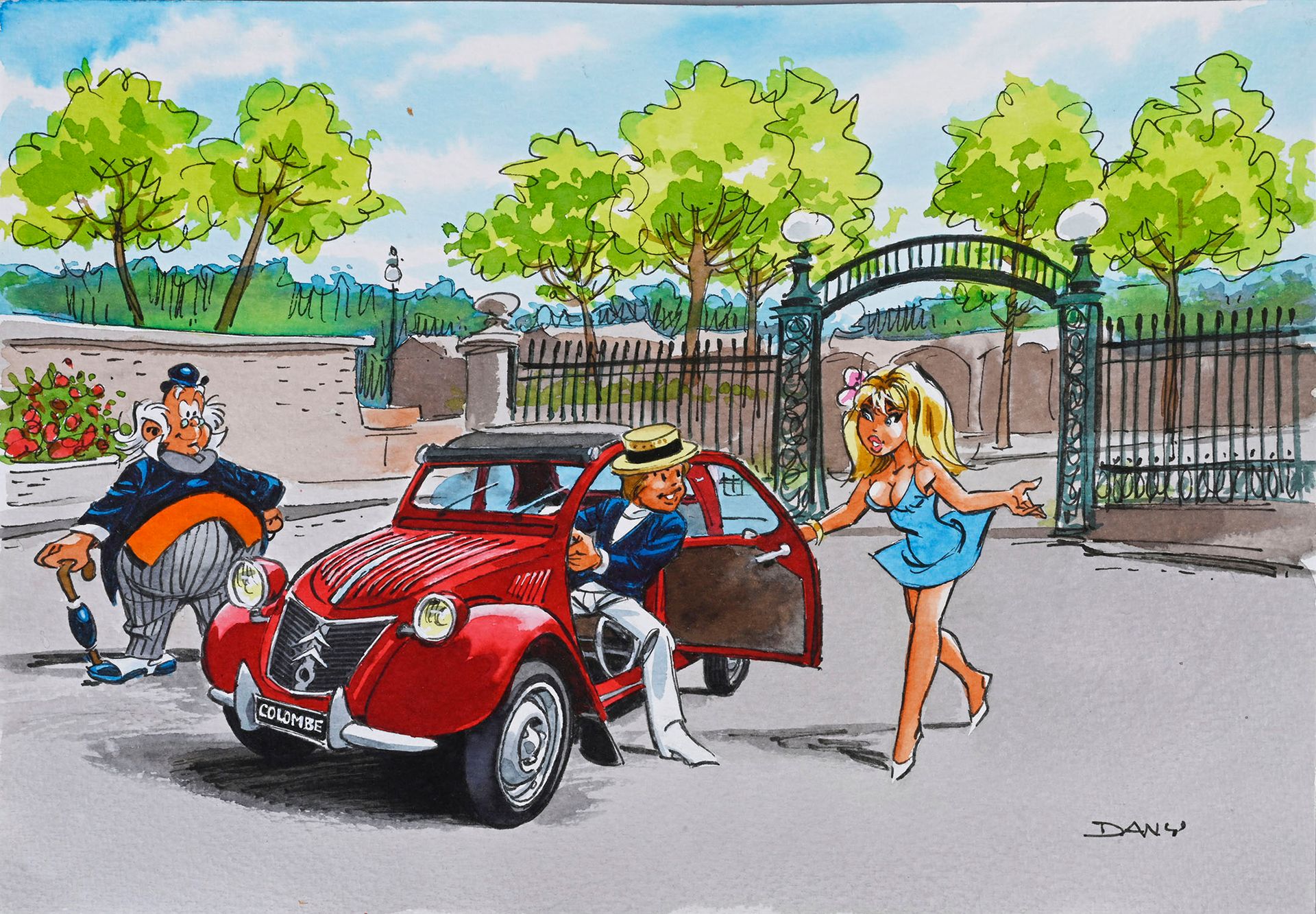 DANY (DANIEL HENRIOTIN -1943) OLIVIER RAMEAU, THE 2CV.
India ink and colored ink&hellip;