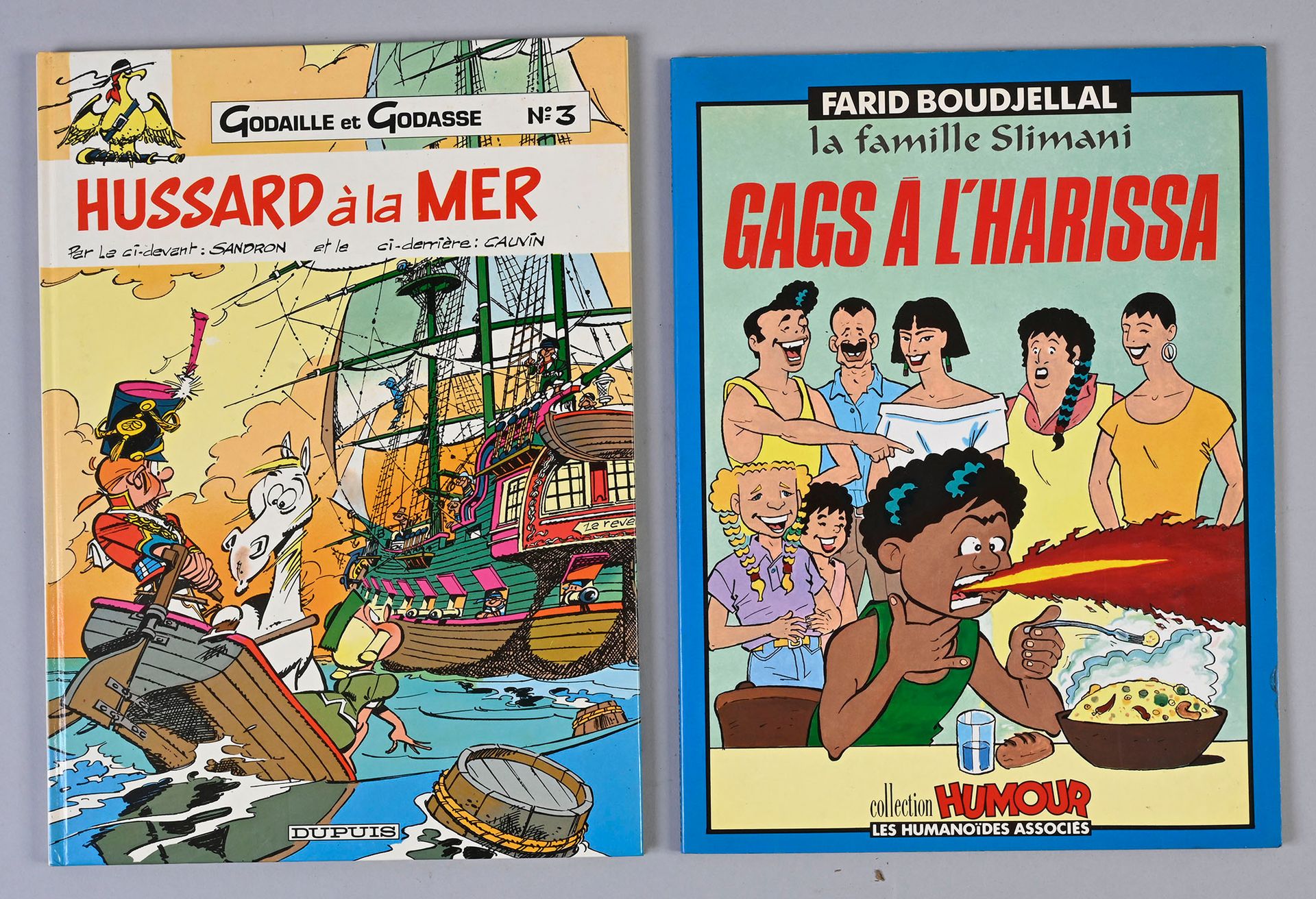 Null dedicaces.Sandron / boudjellal.
两本签名画册，包括："Gags à l'Harissa"，画册上有Farid Boud&hellip;