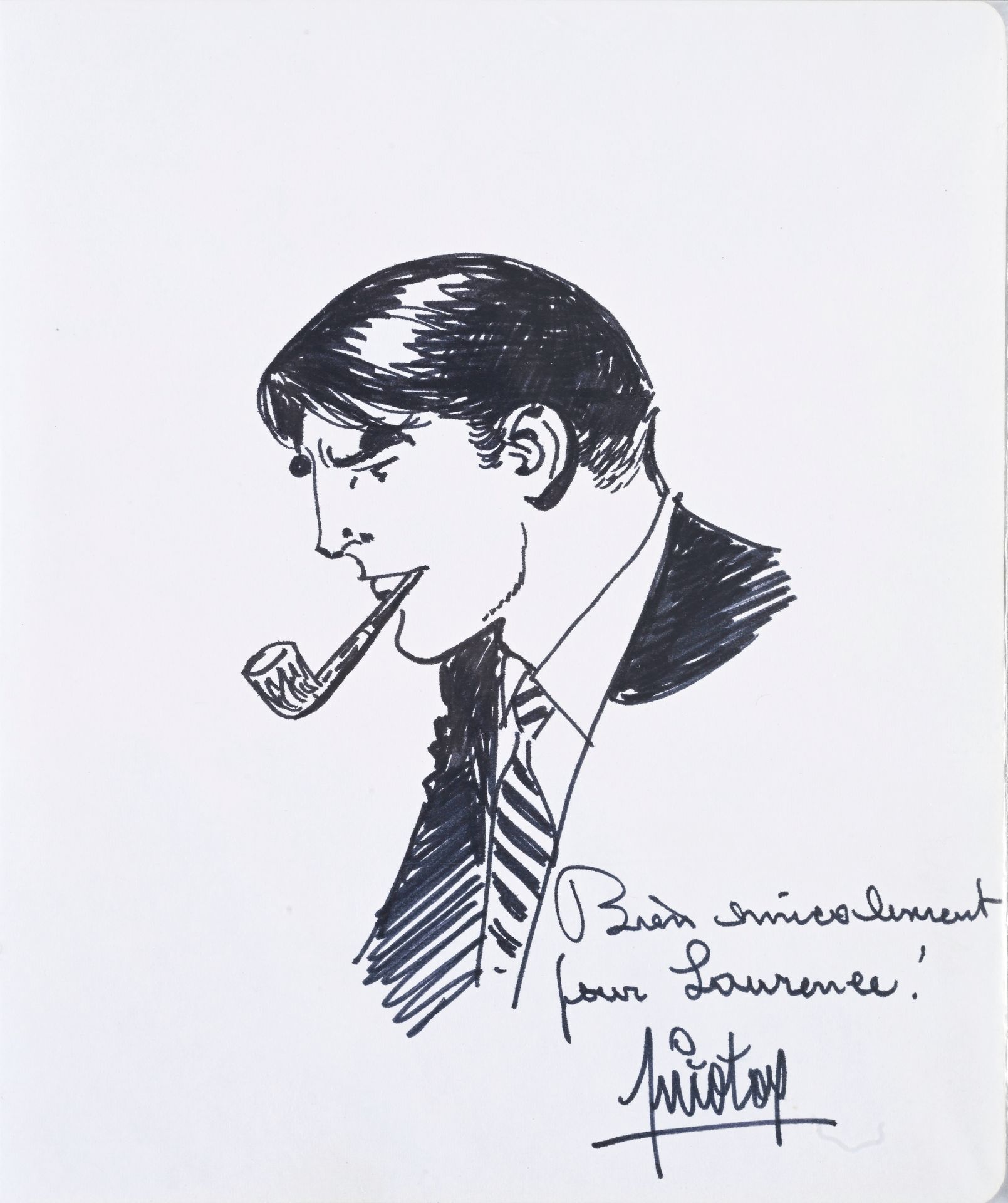 Null PIROTON, Arthur (1931-1996). Dedication drawing in felt pen on free paper, &hellip;
