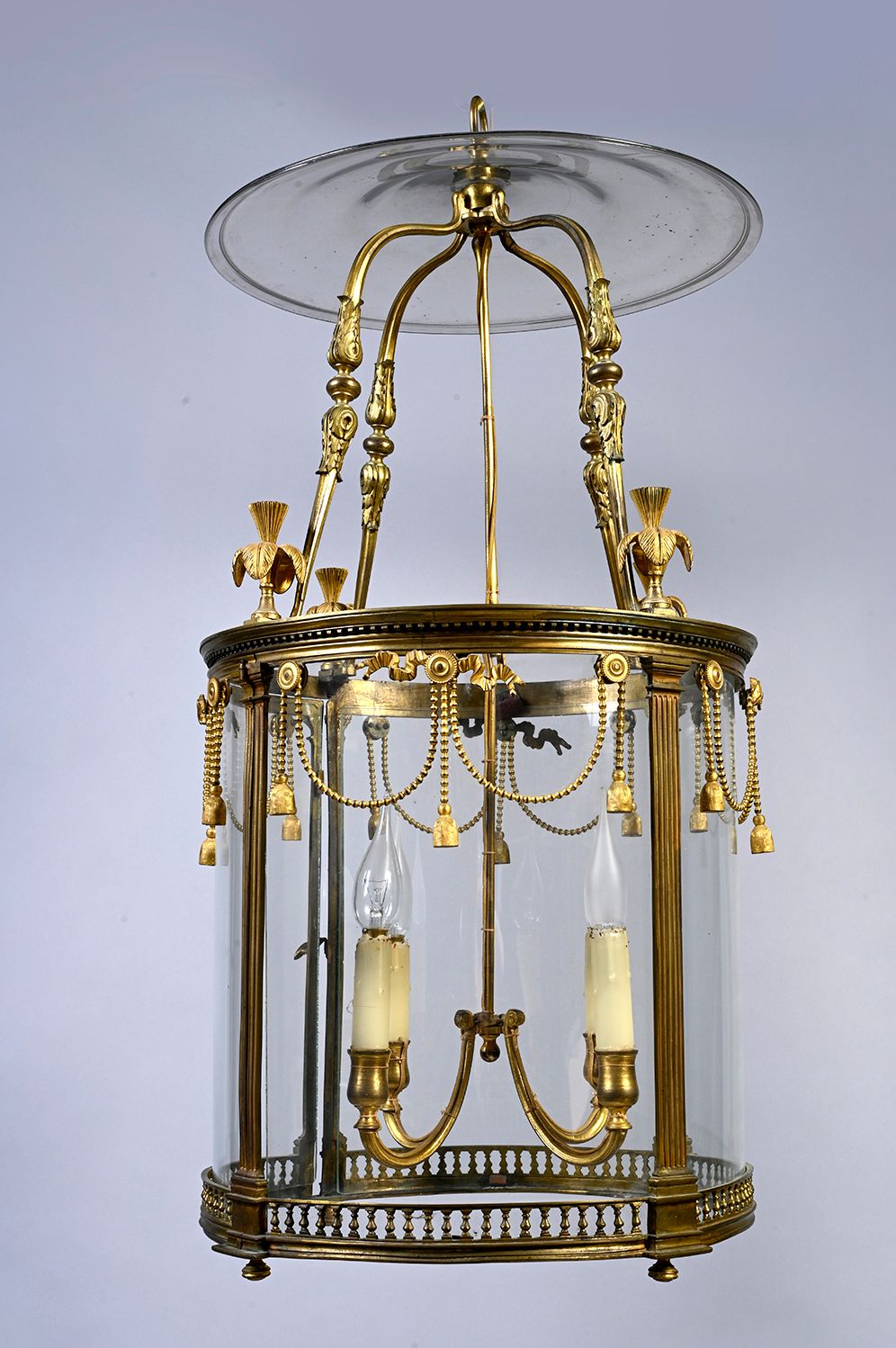 Null Lantern with four arms of light in chased and gilded bronze, of circular fo&hellip;