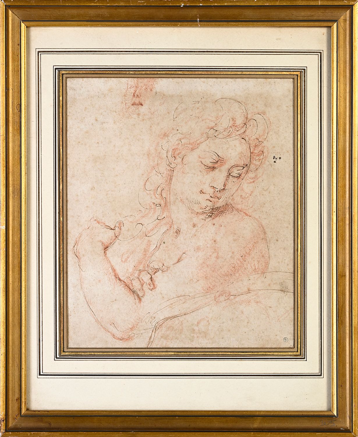Ecole italienne du XVIIème siècle Study of a tilted head and a head in the upper&hellip;