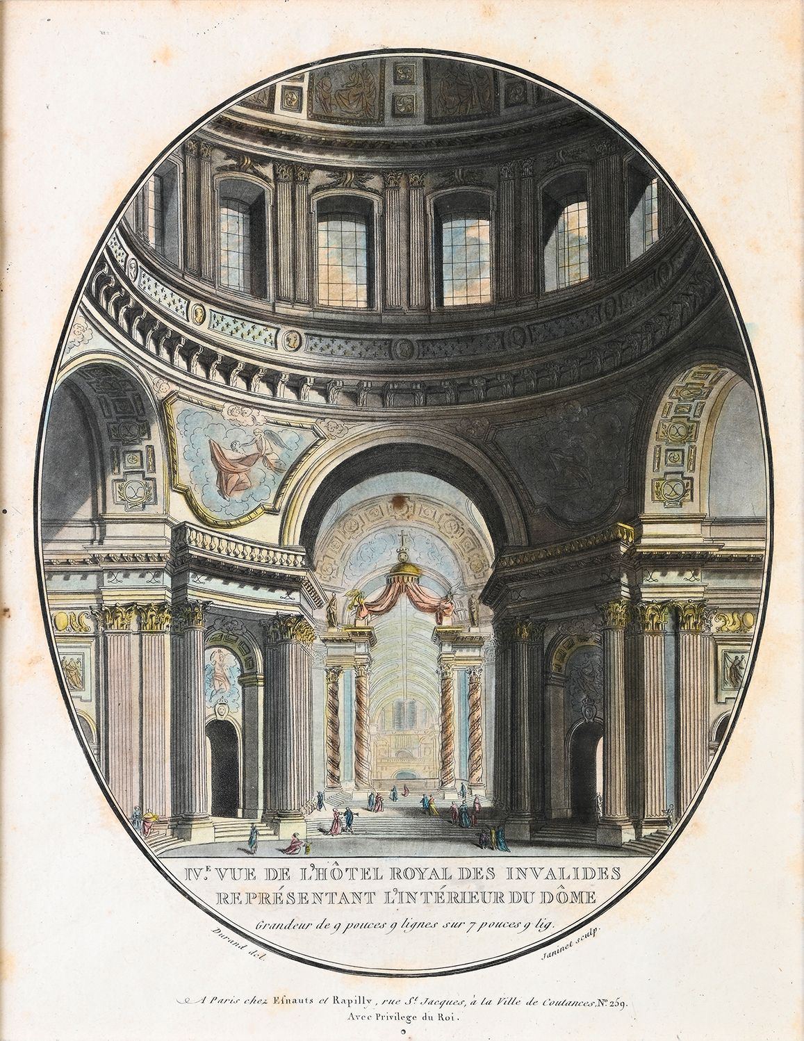 Jean-Nicolas-Louis Durand (1760-1834) d'après 皇家荣军院的视图，显示了圆顶的内部结构
让-弗朗索瓦-雅尼内（175&hellip;