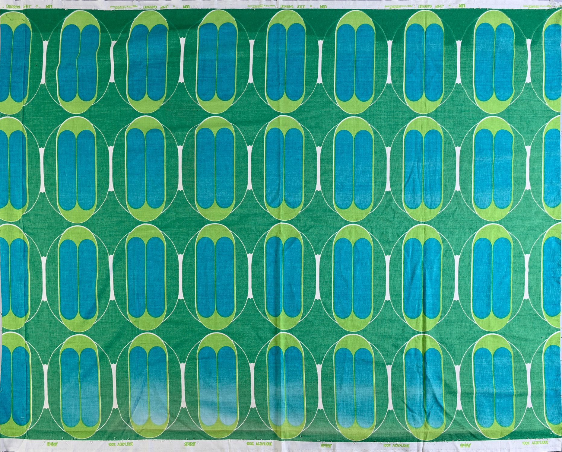 Jean Pierre Garrault pour Urgé Paris Printed reps, circa 1970, green and blue ge&hellip;