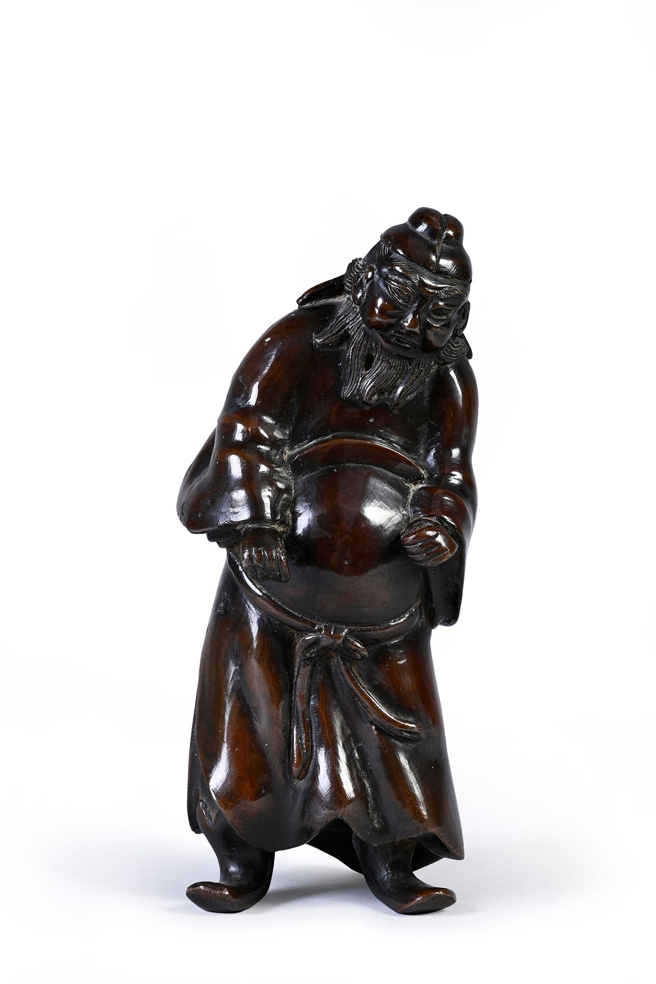 JAPON, XIXe siècle Okimono en bronze à patine brune représentant un personnage b&hellip;