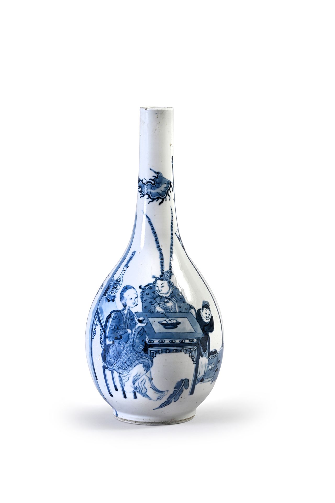 CHINE, XIXe siècle Vase en porcelaine
Monté sur un pied, la panse piriforme et l&hellip;