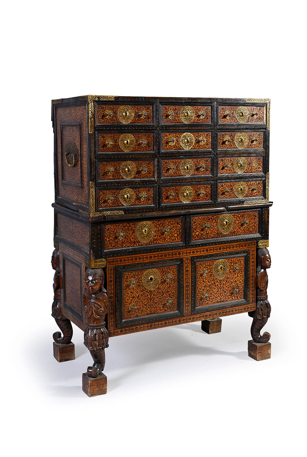 Null Cabinet en deux parties, en bois exotique et placage avec incrustations d'o&hellip;