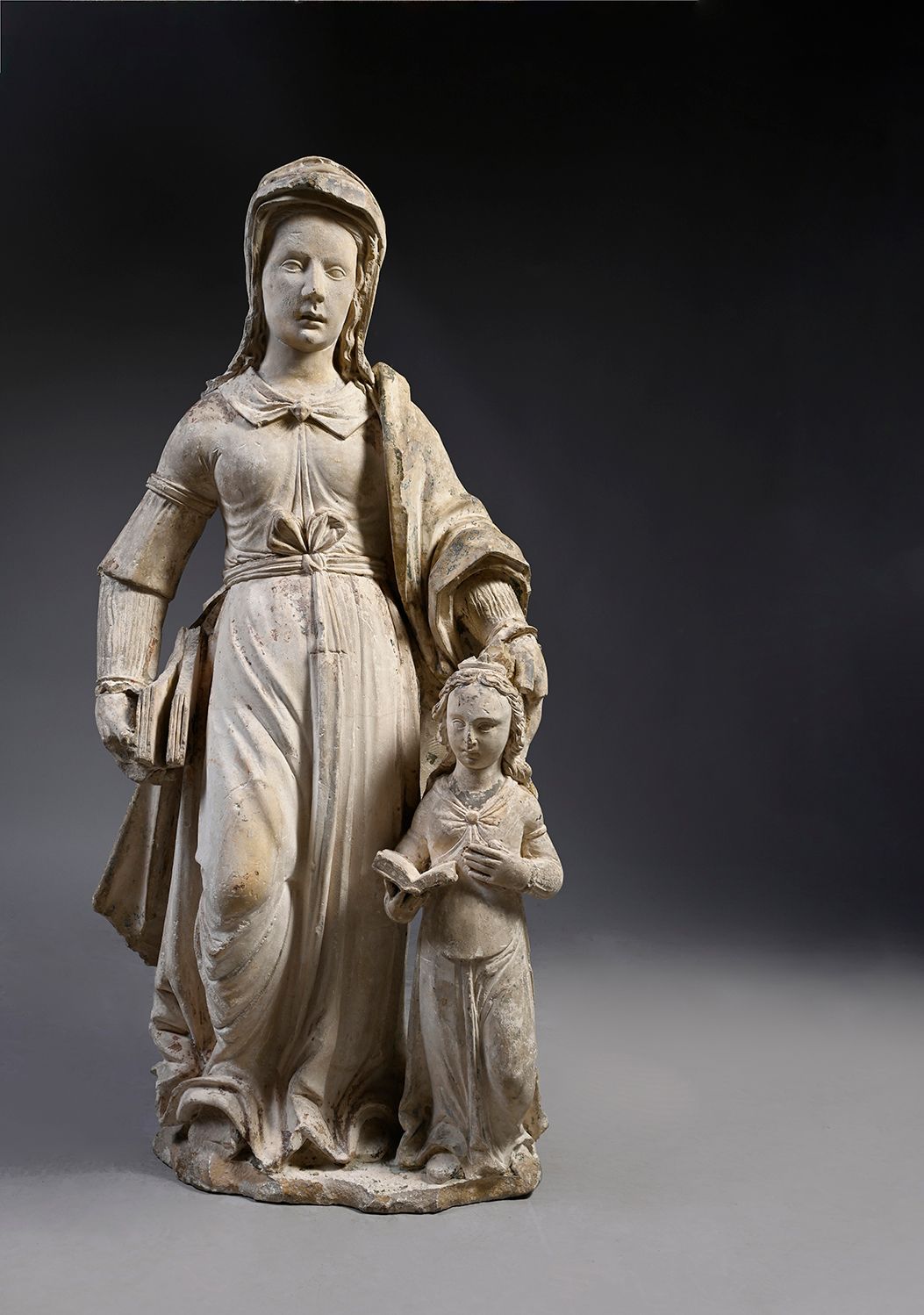 Null Erziehung der Jungfrau Maria aus gemeißeltem Kalkstein. Die Heilige Anna st&hellip;