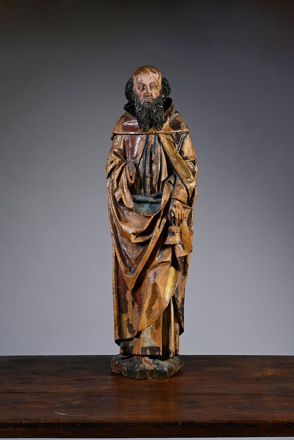 Null Saint Anthony in carved, polychromed and gilded basswood, hollowed out back&hellip;