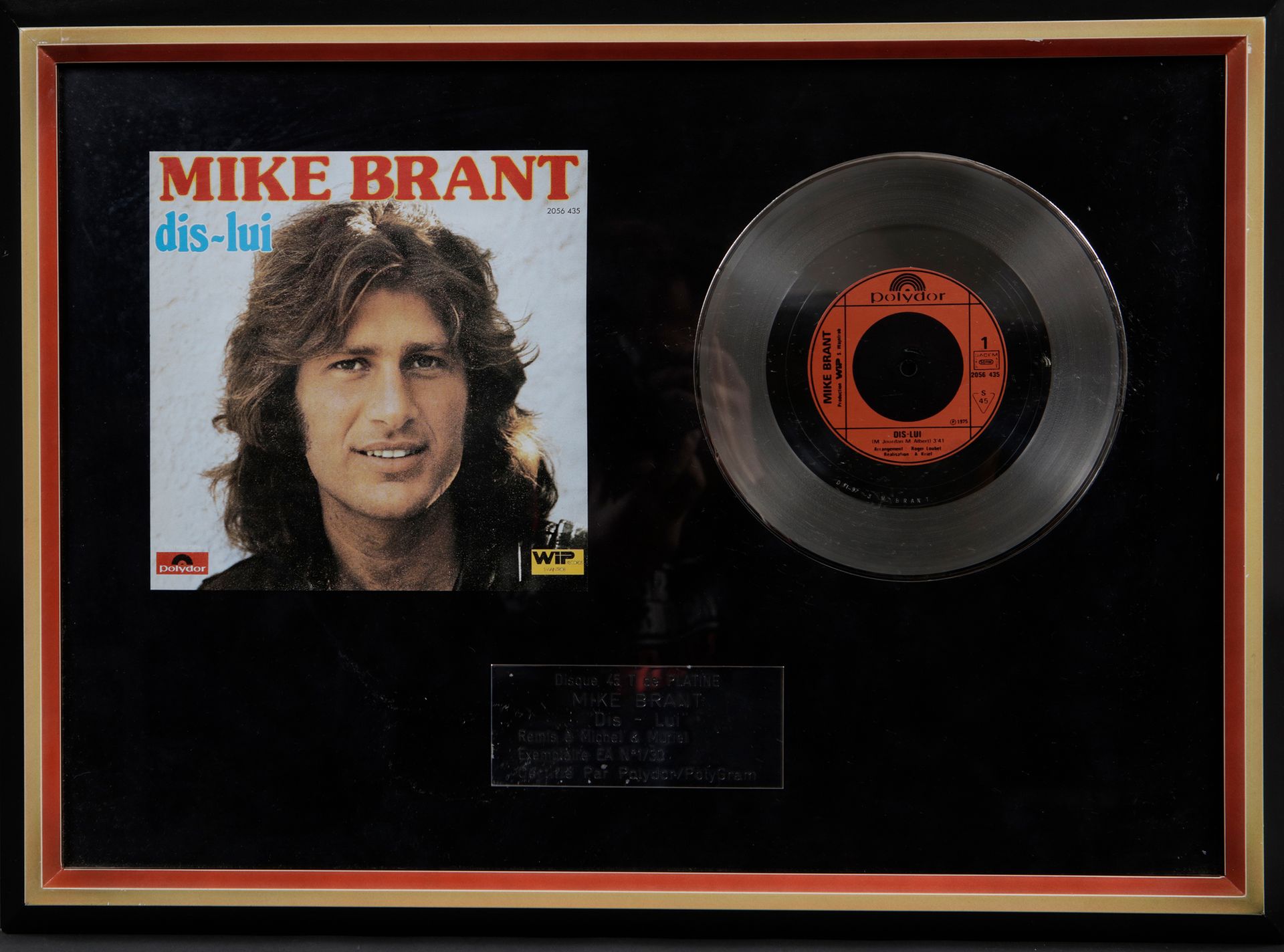 Null MIKE BRANT
1 platinum record for the 45 rpm vinyl record "Dis-lui" publishe&hellip;
