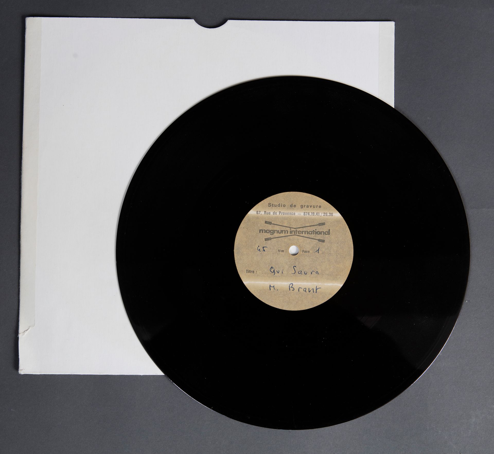 Null MIKE BRANT
1 disque acetate, de la première gravure des chansons «Qui saura&hellip;