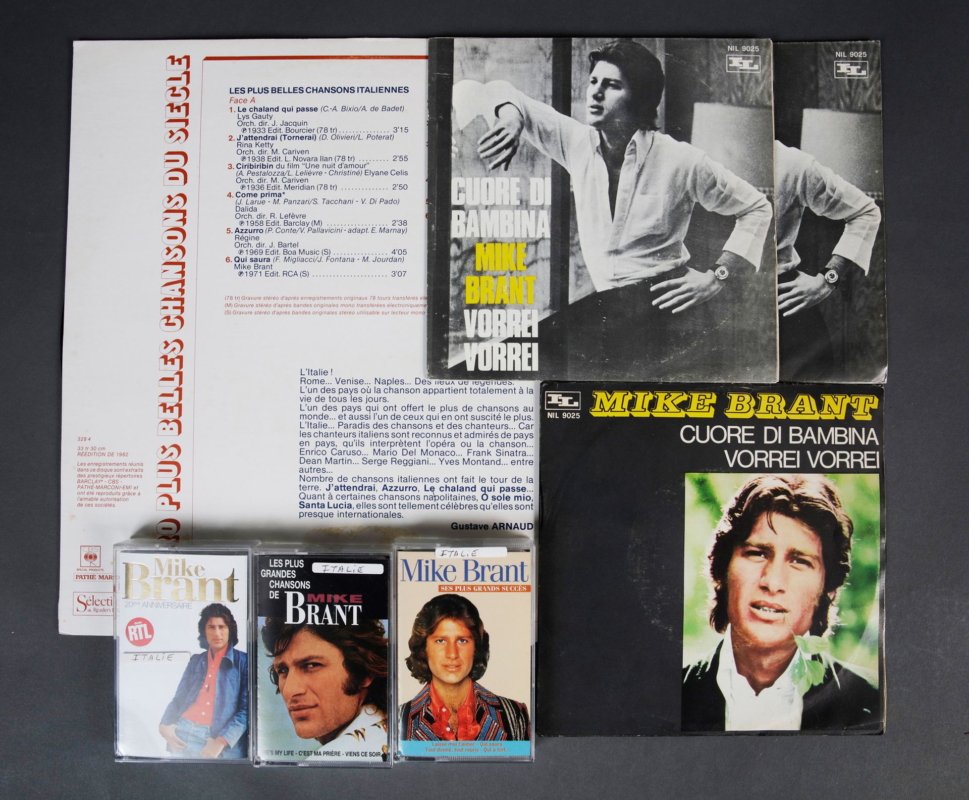 Null 迈克-布兰特
1套2张黑胶唱片，1张宣传黑胶唱片，1张黑胶唱片（合辑）和3张音乐磁带，由艺术家在1971年至2015年间在意大利发行。
