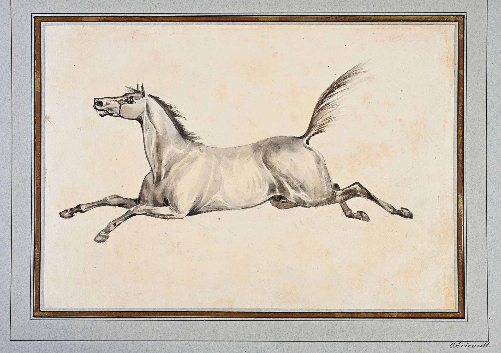Attribué à Horace VERNET (Paris 1789 - 1863) Foglio di studio recto verso: caval&hellip;