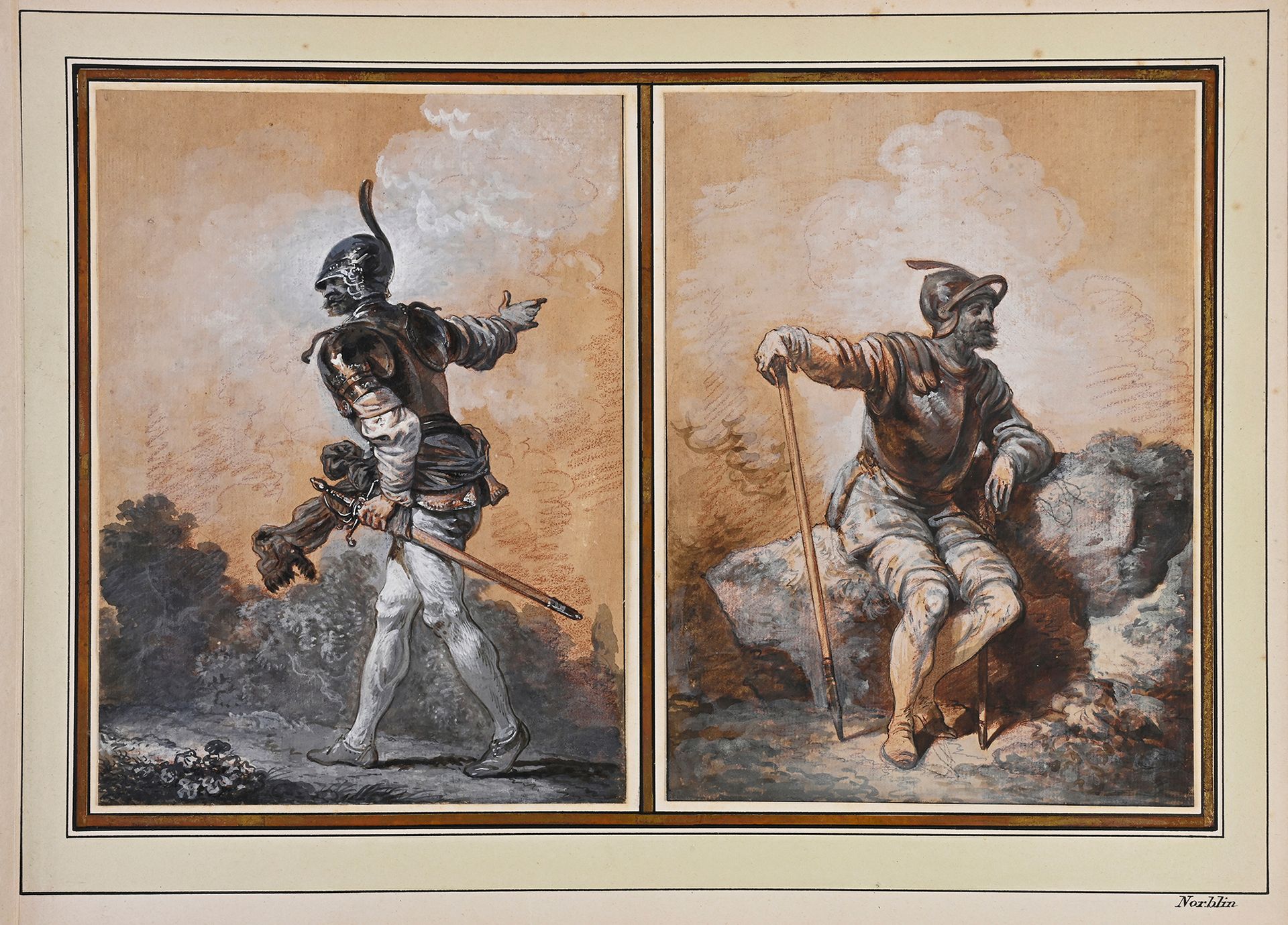 Norblin de la GOURDAINE (Misy-sur-Yonne 1745 - Paris 1830) Une paire d'études de&hellip;