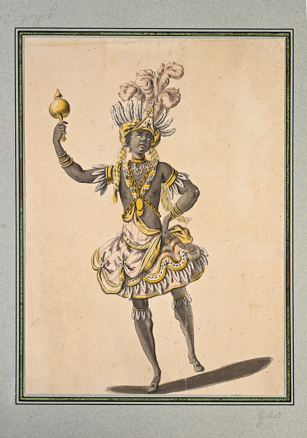 Ecole française du XVIIIème siècle, suiveur de Bérain Etude de costume exotique &hellip;