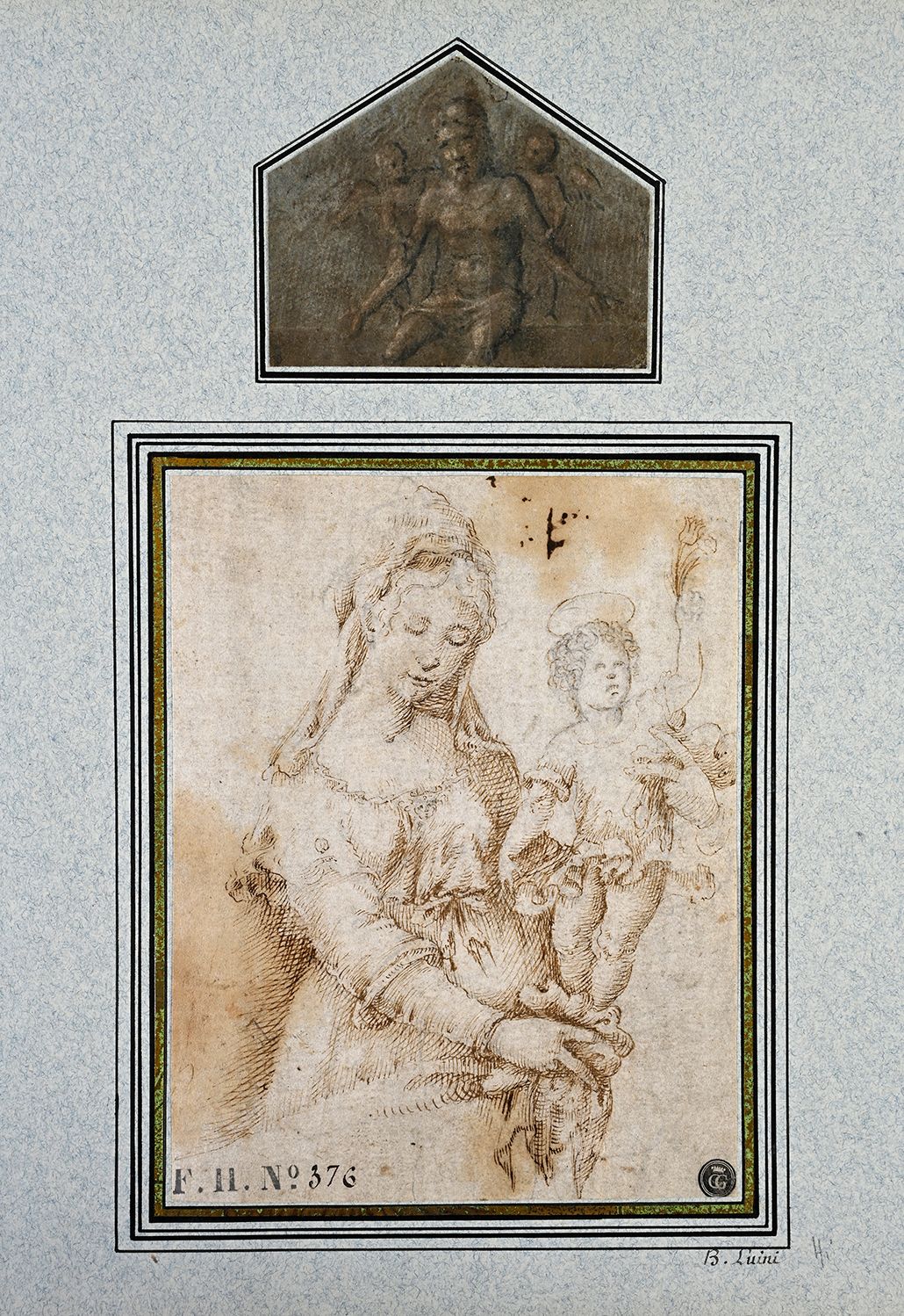 Null 两幅蒙太奇小品 26,4 x 31,5 cm 1 - 16世纪的意大利学校
圣母与儿童
黑色铅笔线上的钢笔和棕色墨水 14,7 x 11,4 cm
无&hellip;