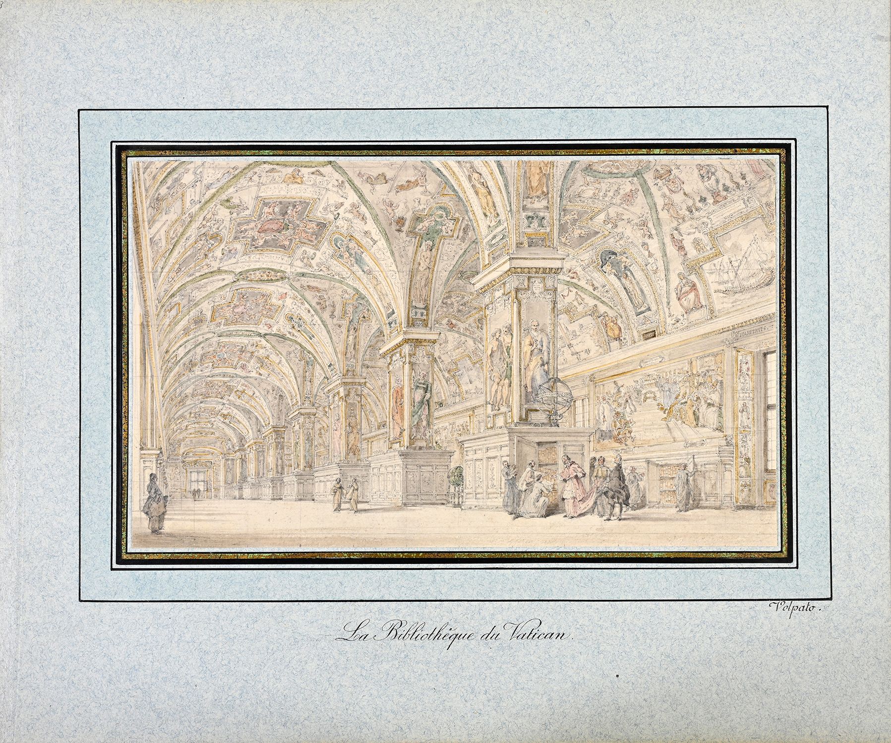 Attribué à Francesco Pannini (1745-1812) Vue animée de la bibliothèque du Vatica&hellip;