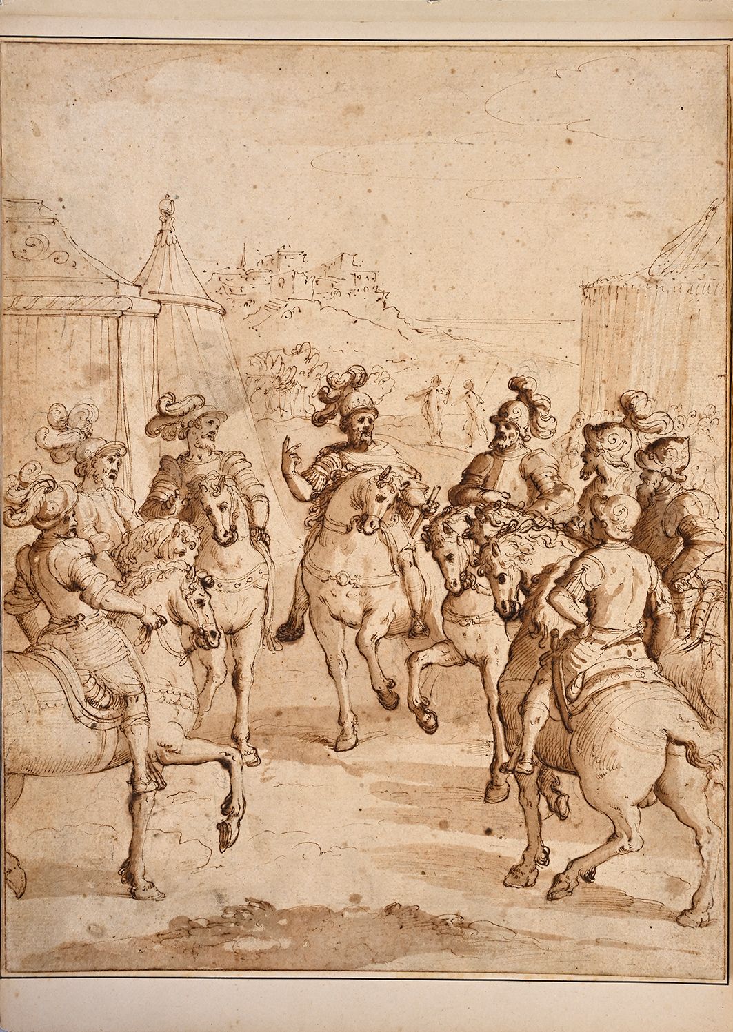 Ecole italienne du XVIème siècle Der Generalstab zu Pferd
Feder und braune Tinte&hellip;