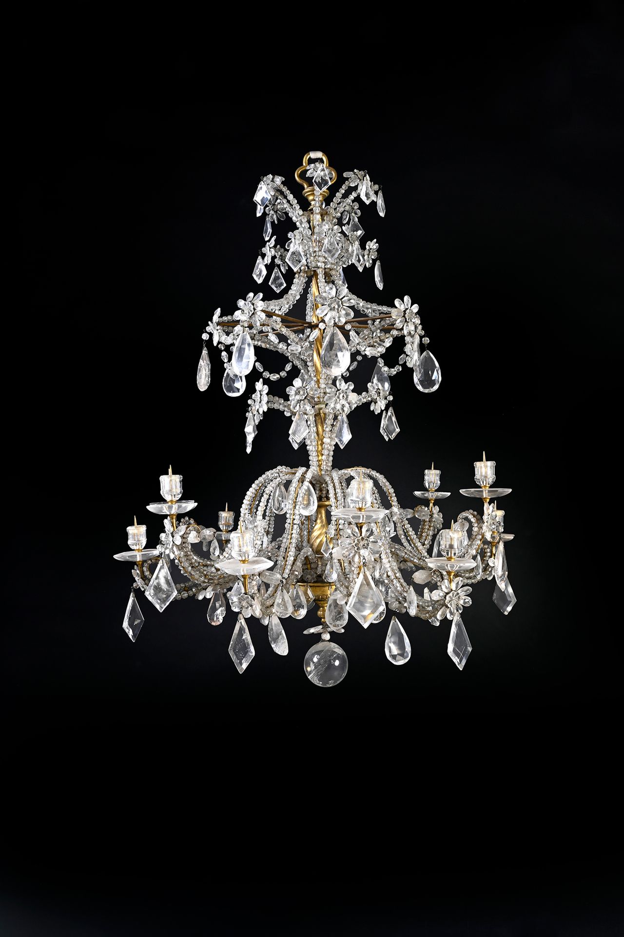 Null Important gilt bronze chandelier with twelve arms of light with double rows&hellip;