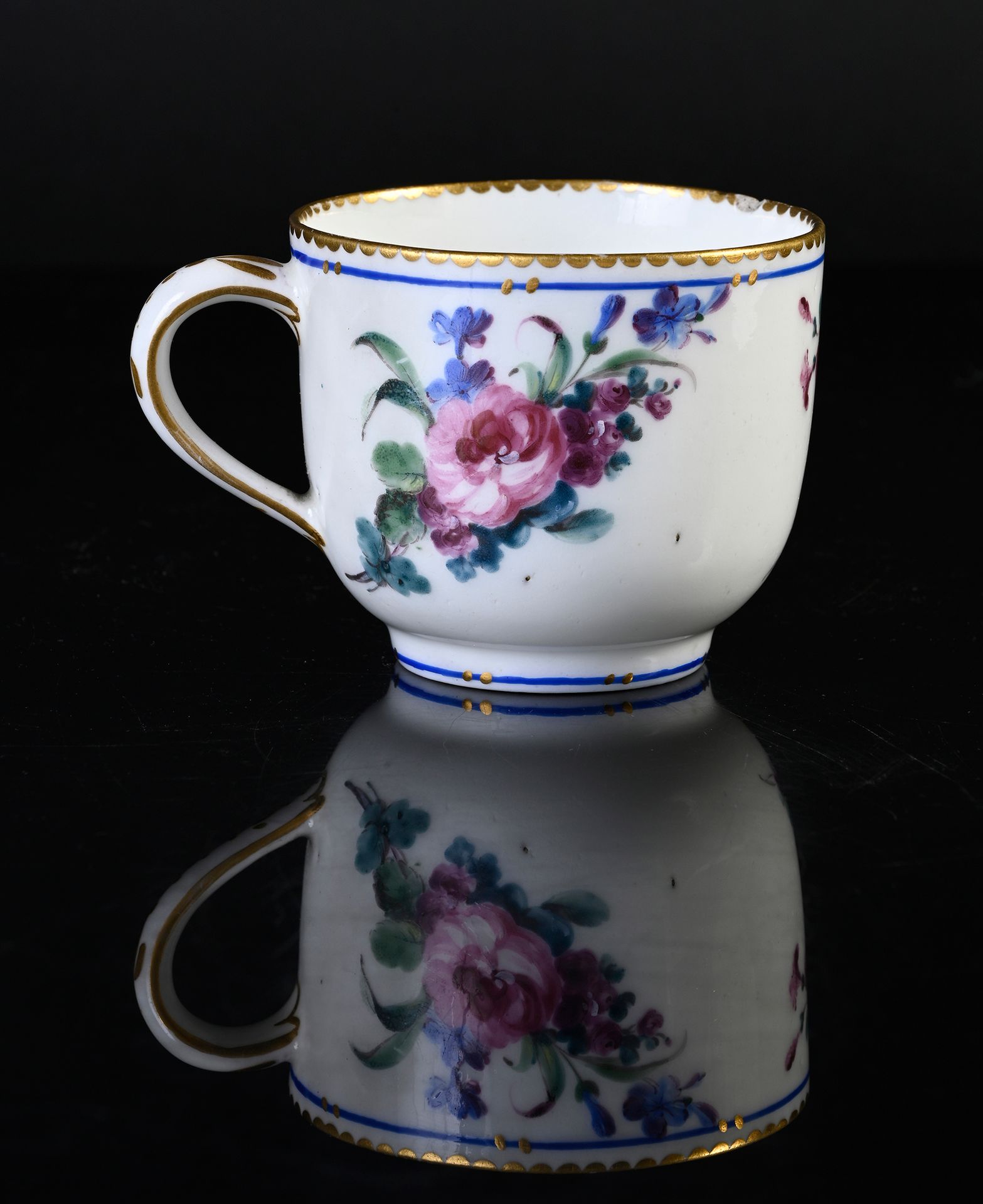 Null Two cups "Bouillard" (1st size) and a saucer (2nd size) in Sèvres porcelain&hellip;