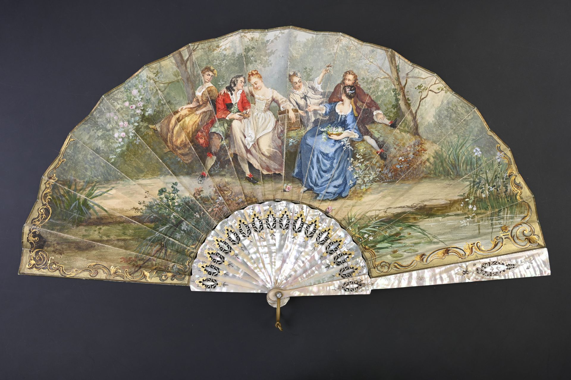 Null The Joys of Spring, Europe, ca. 1890 
Folded fan, the double sheet in paint&hellip;