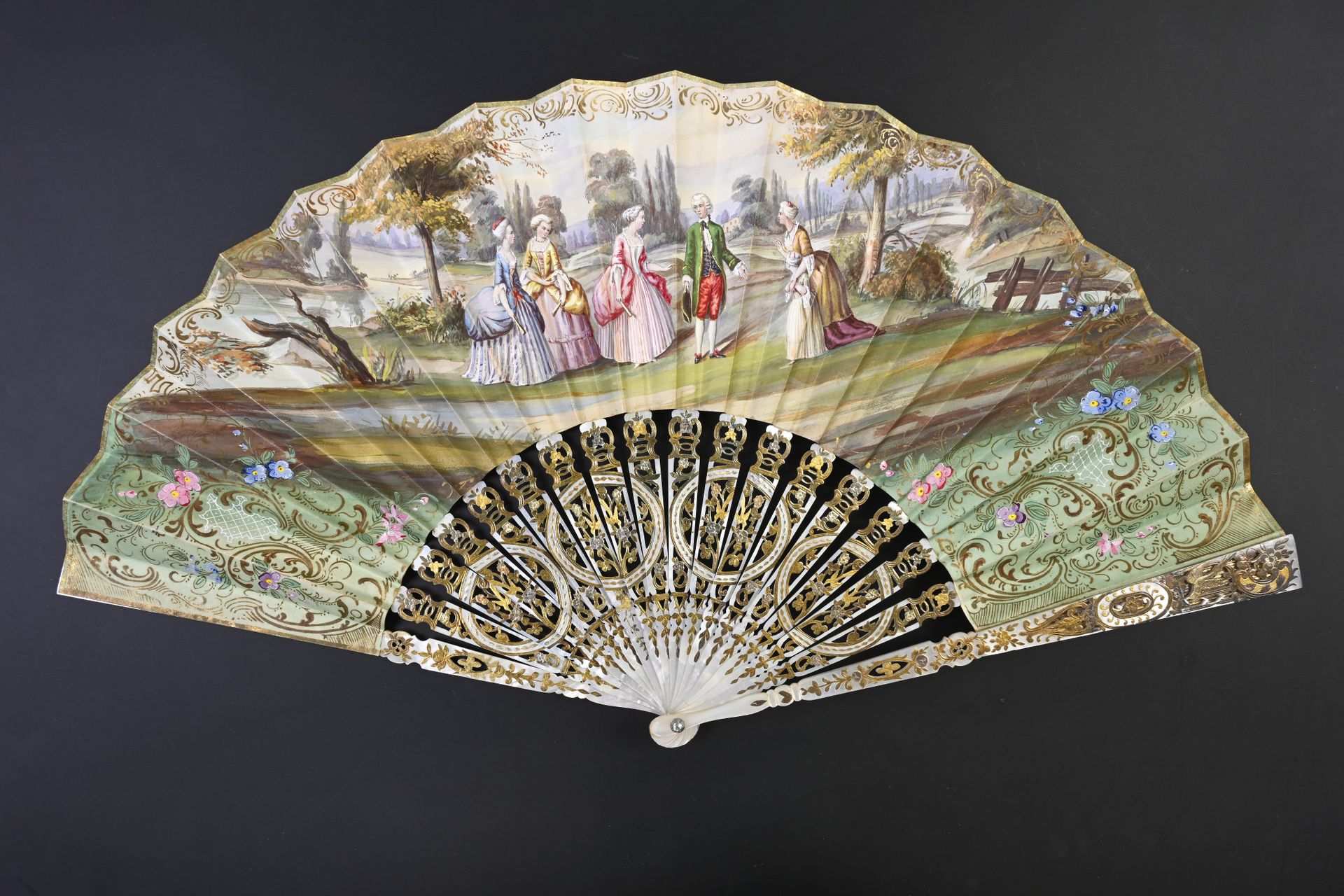 Null Charity, Europe, ca. 1850 
Folded fan, the double skinned sheet painted in &hellip;