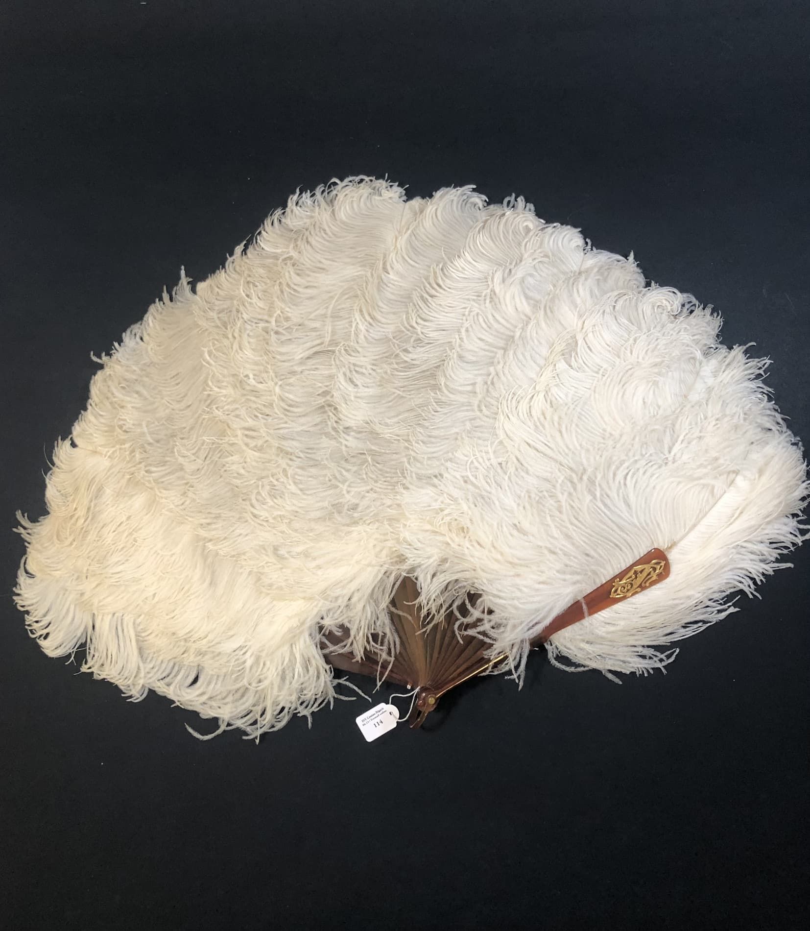 Null Ostrich feathers, Europe, circa 1880
White ostrich feather fan.
Blonde tort&hellip;