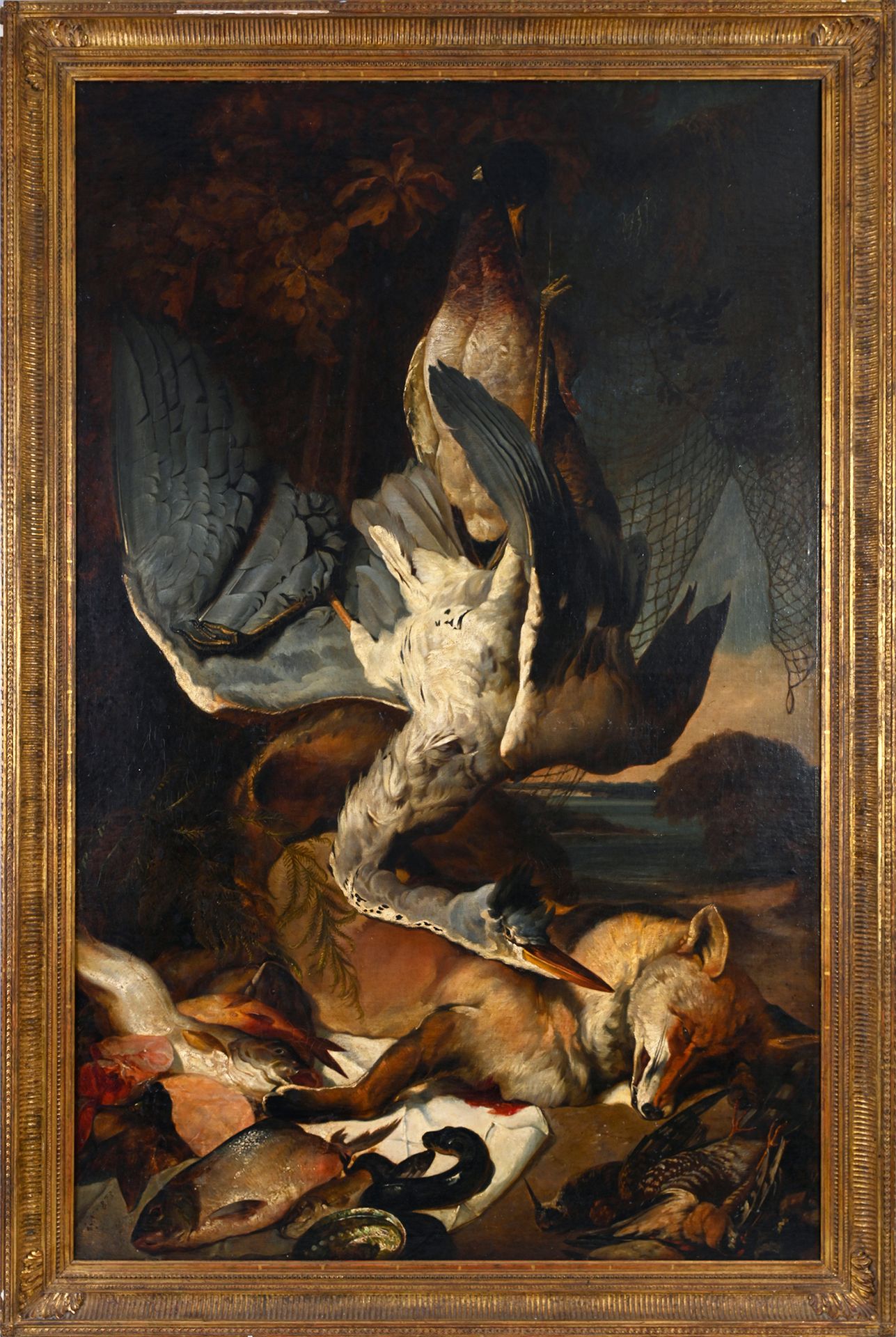 Attribué à Félix Clouet (?-1882) Bodegón con animales de los Tres Elementos: pat&hellip;