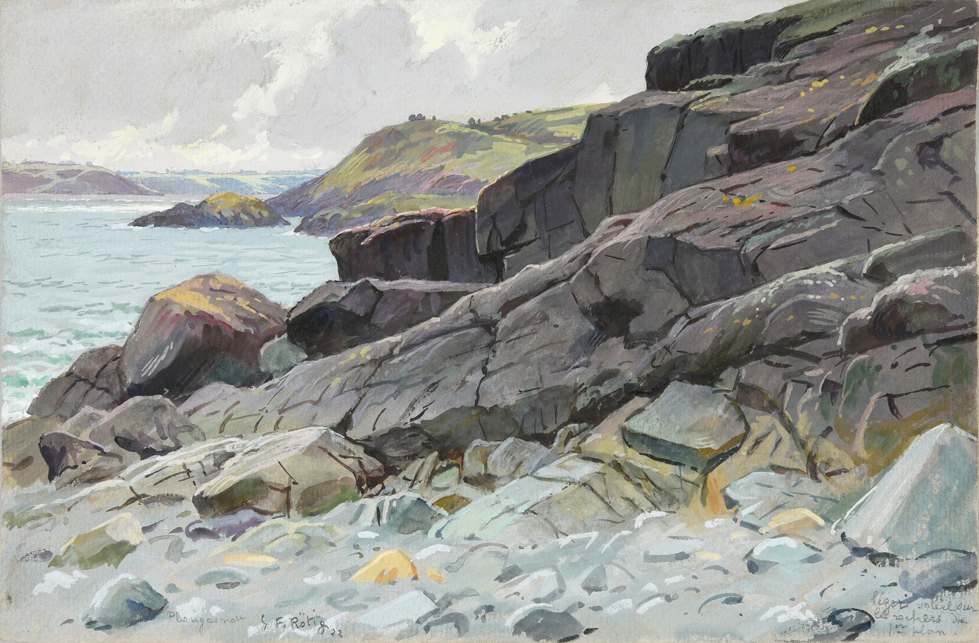 Georges Frédéric ROTIG (1873 - 1961) Rocce in riva al mare.
Acquerello a guazzo,&hellip;