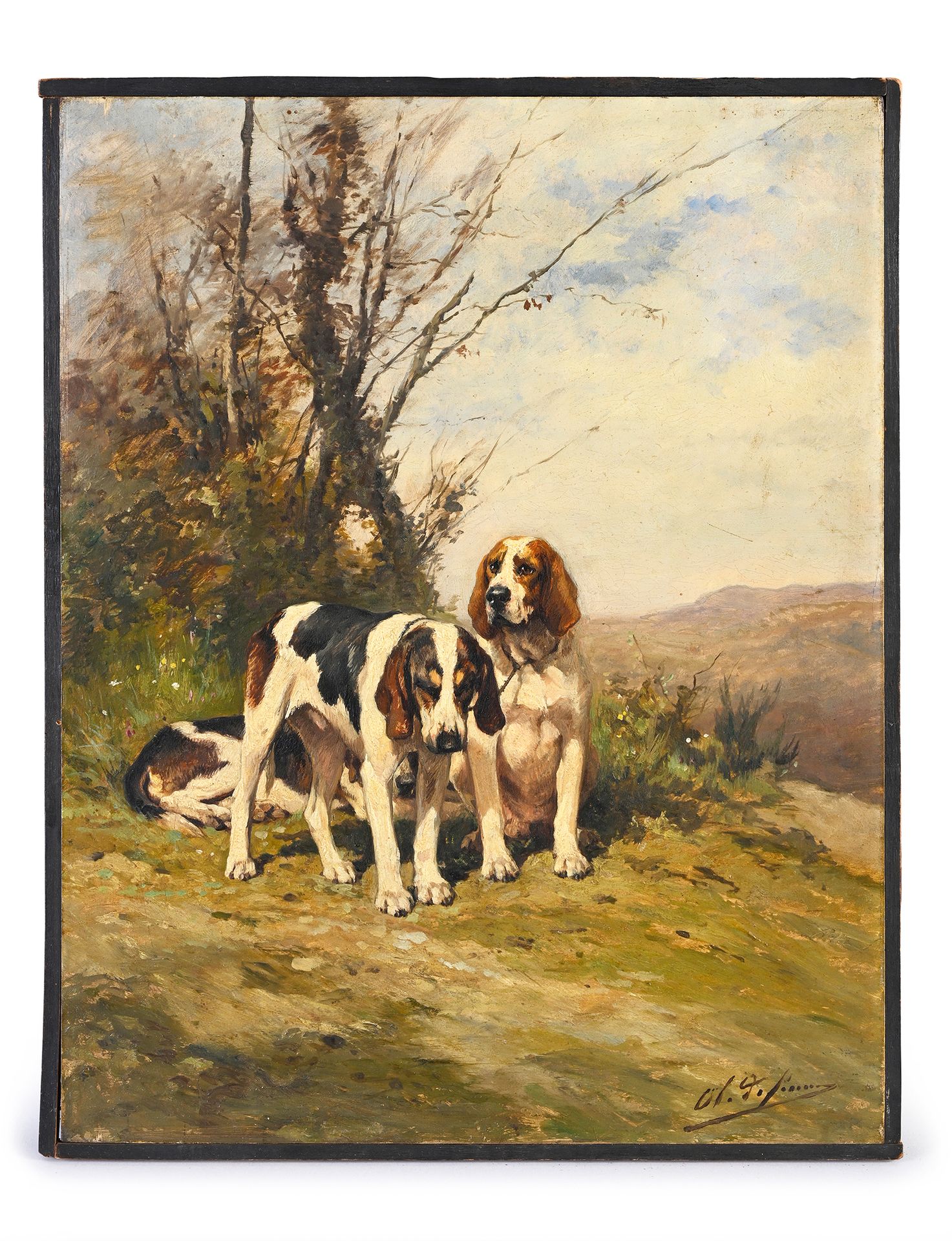 Charles Olivier de Penne (1831-1897) Relay of Dogs
Oil on mahogany panel, signed&hellip;