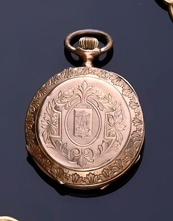Null Orologio da collo in oro 18 carati (750°), con cassa incisa con un motivo a&hellip;